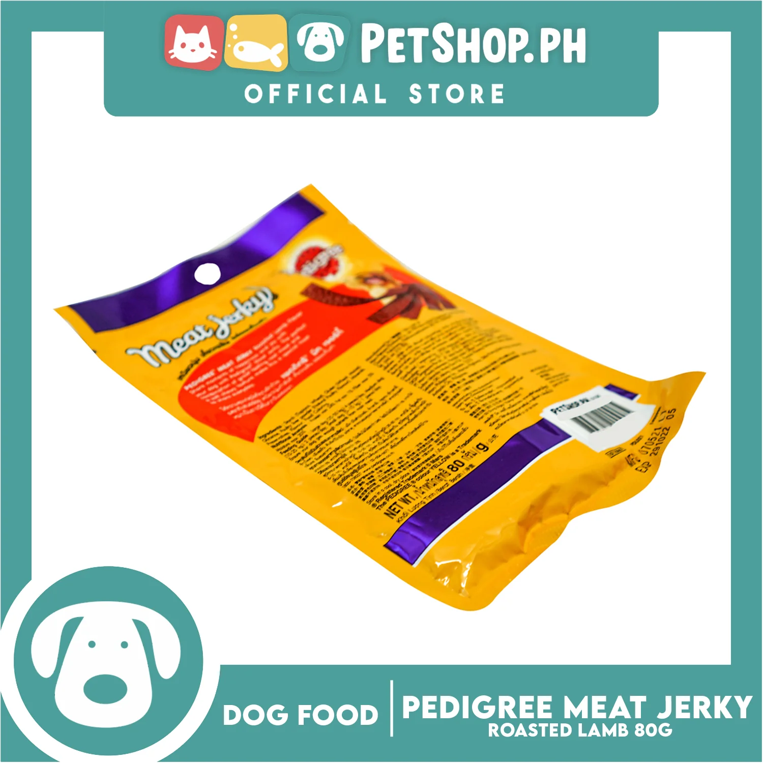 12pcs Pedigree Meat Jerky Roasted Lamb Flavor 80g Dog Treats, Soft Chew - Image 3