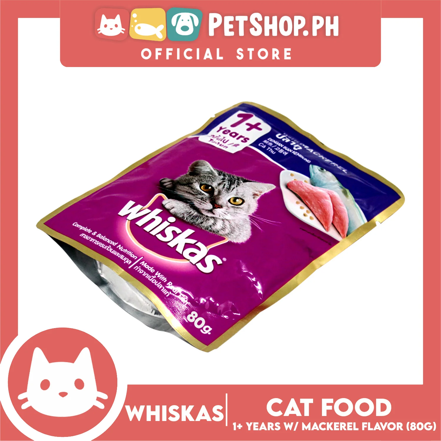 24pcs Whiskas Mackerel Flavor Pouch Wet Cat Food 80g - Image 3