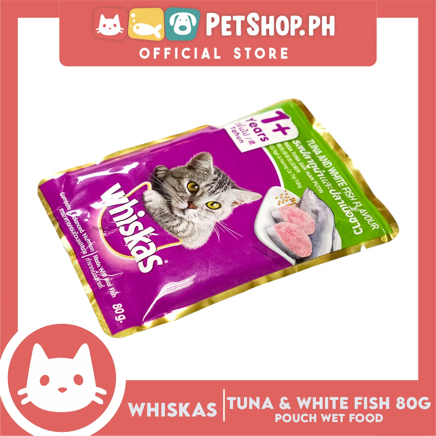 24pcs Whiskas Tuna and White Fish Pouch Cat Wet Food 80g - Image 4