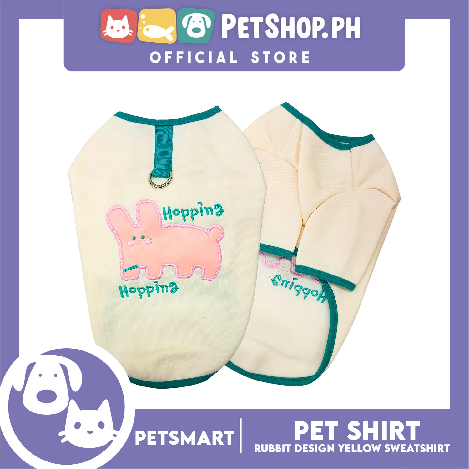 Pet Shirt Yellow Sweat Shirt Dog Design (Large) for Cats and Dogs - Image 3