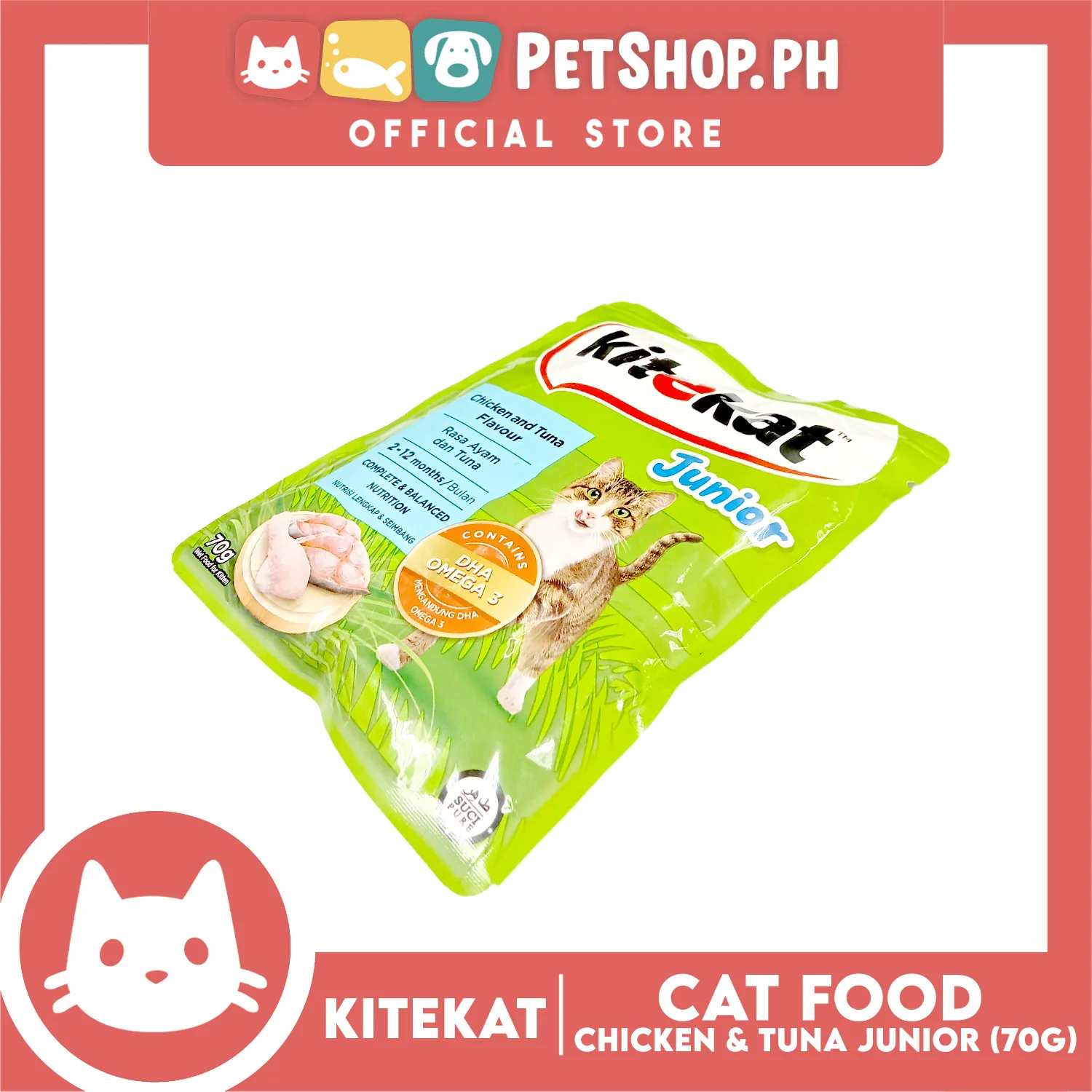 9pcs Kitekat Wet Cat Food in Pouch for Junior 70g (Chicken and Tuna) - Image 4