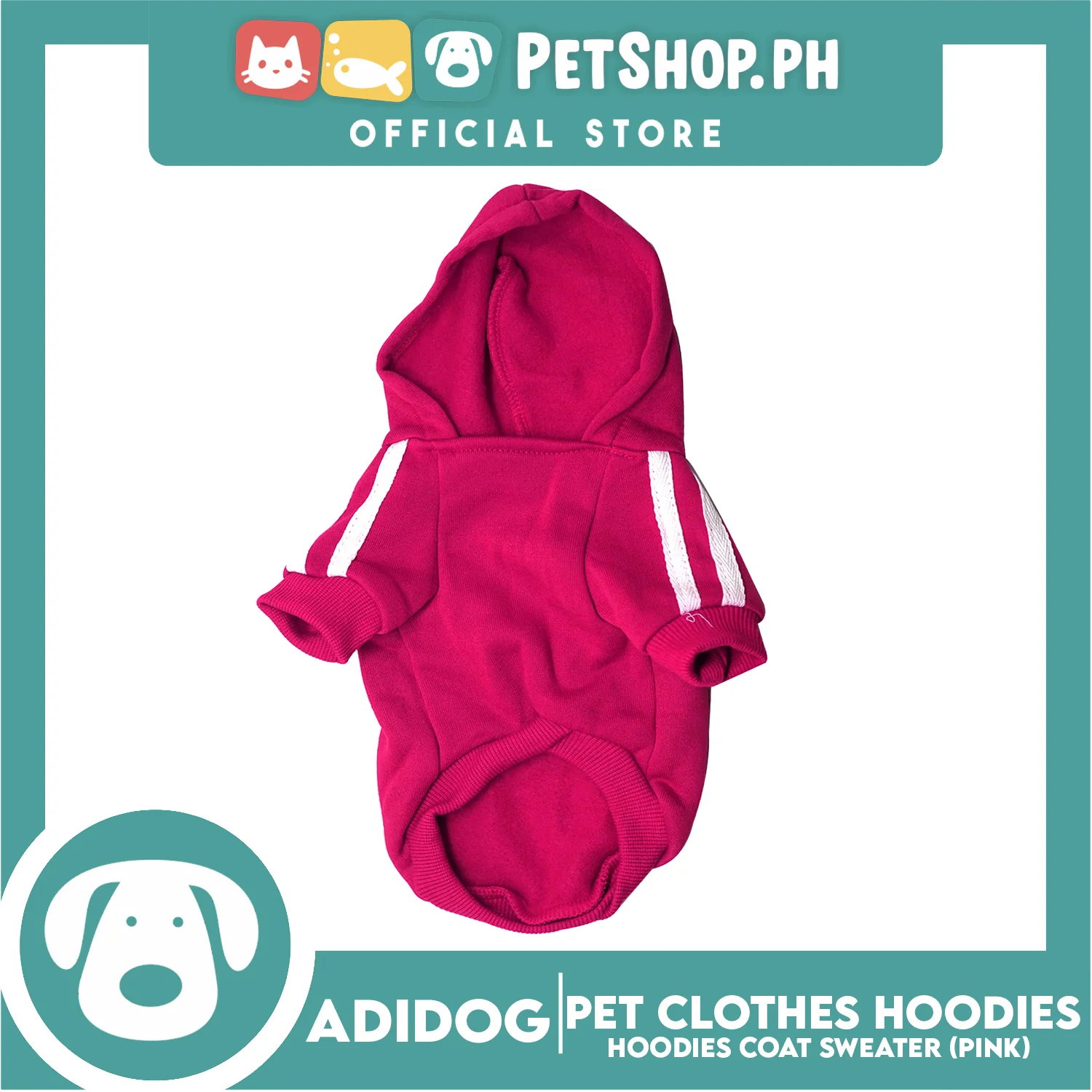 Adidog Pet Clothes Hoodies, Cute Warm Winter Hoodies Coat Sweater (Pink) Medium - Image 5