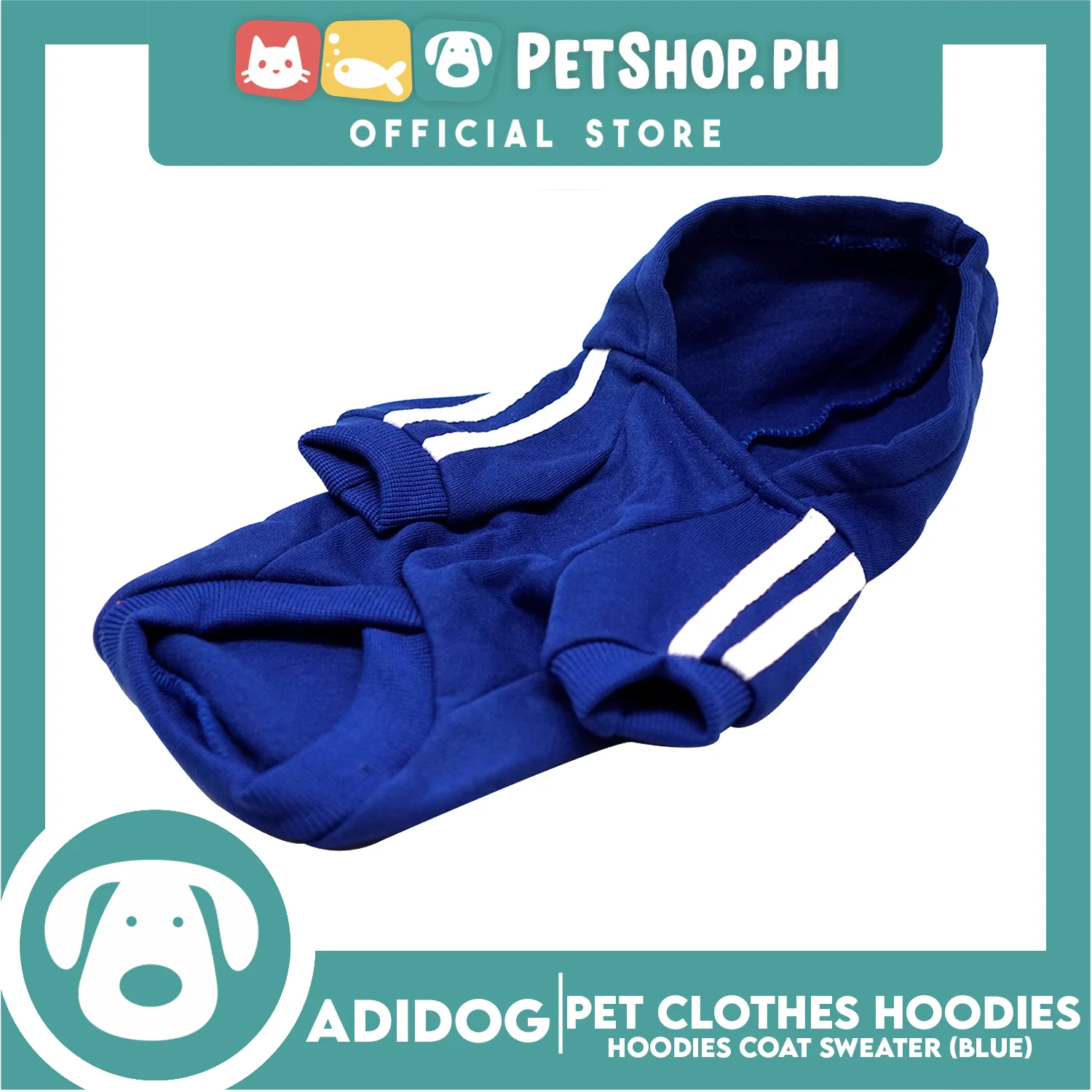Adidog Pet Clothes Hoodies, Dog Winter Hoodies Apparel Puppy Cute Warm Hoodies Coat Sweater (Blue) (Medium) - Image 5