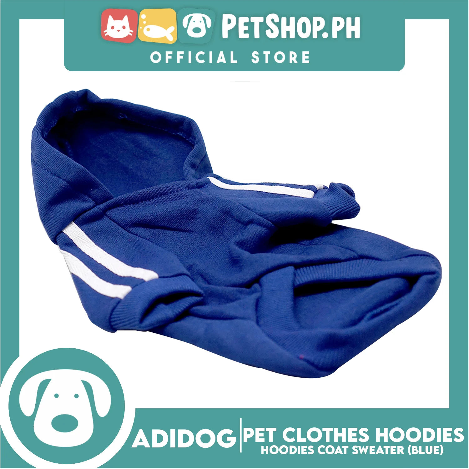 Adidog Pet Clothes Hoodies, Dog Winter Hoodies Apparel Puppy Cute Warm Hoodies Coat Sweater (Blue) (Medium) - Image 6