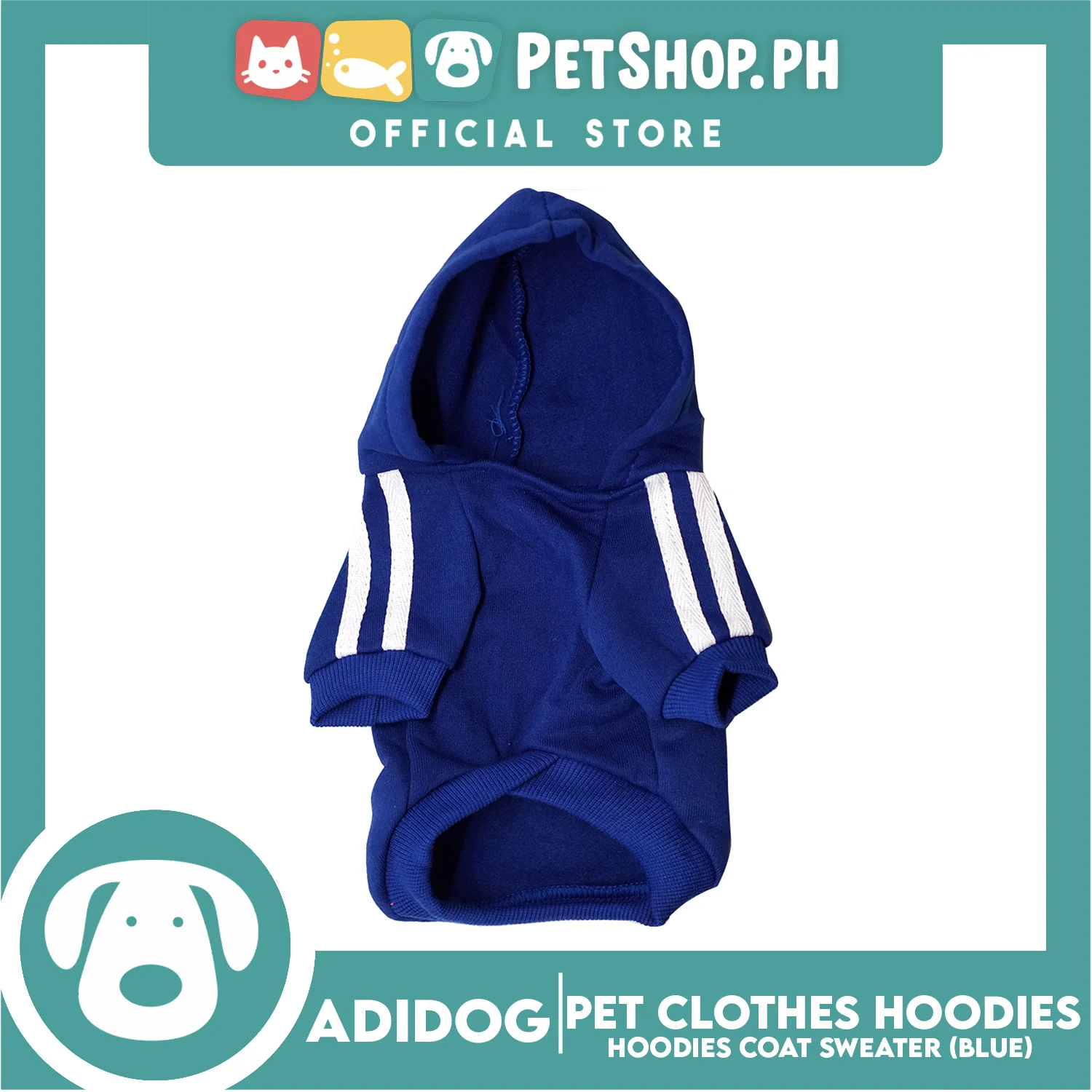 Adidog Pet Clothes Hoodies, Dog Winter Hoodies Apparel Puppy Cute Warm Hoodies Coat Sweater (Blue) Large - Image 4