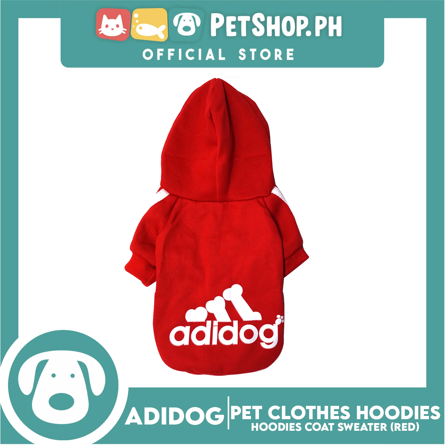 Adidog Pet Clothes Hoodies, Dog Winter Hoodies Apparel Puppy Cute Warm Hoodies Coat Sweater (Red) (XL)