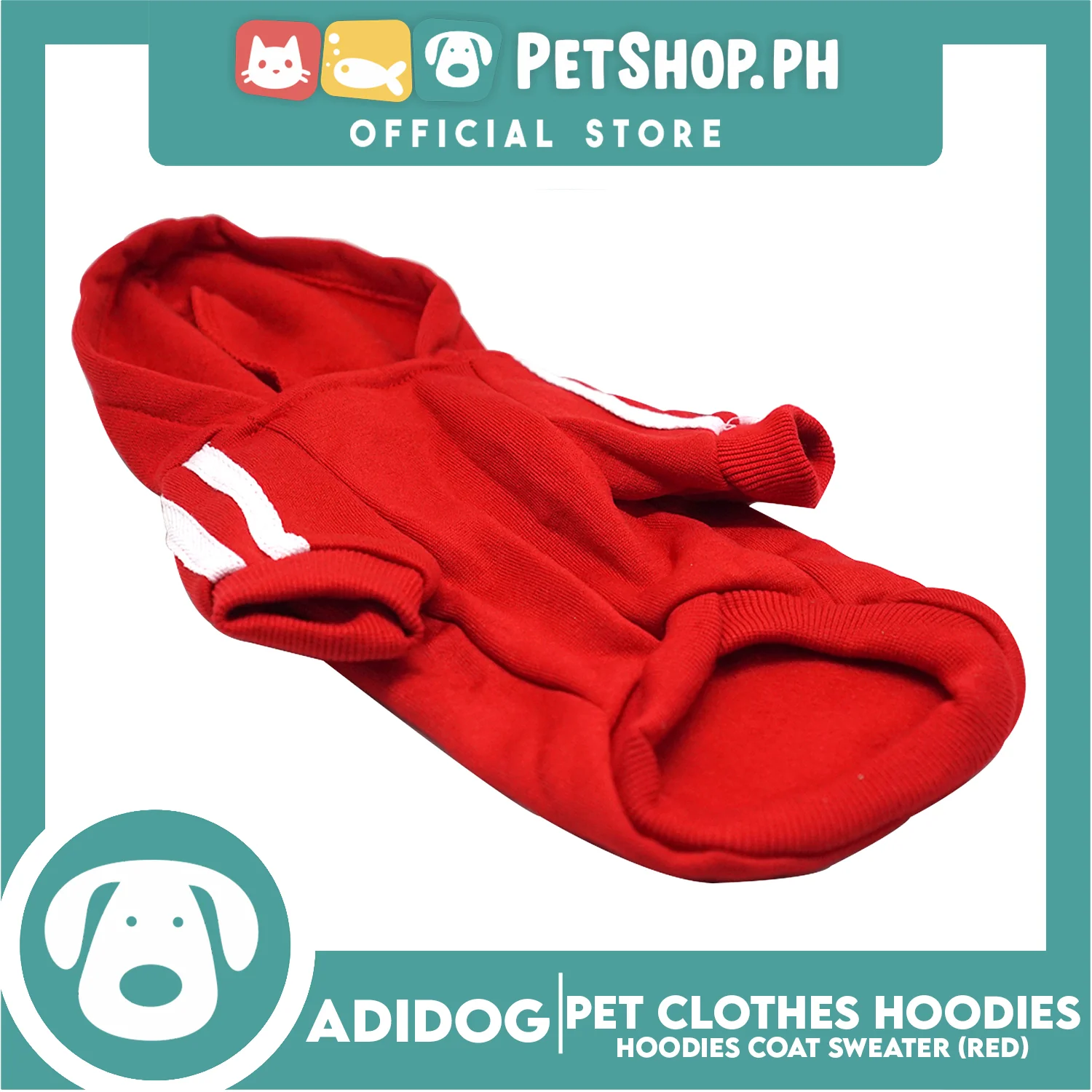Adidog Pet Clothes Hoodies, Dog Winter Hoodies Apparel Puppy Warm Hoodies Coat Sweater (Red) Small - Image 3