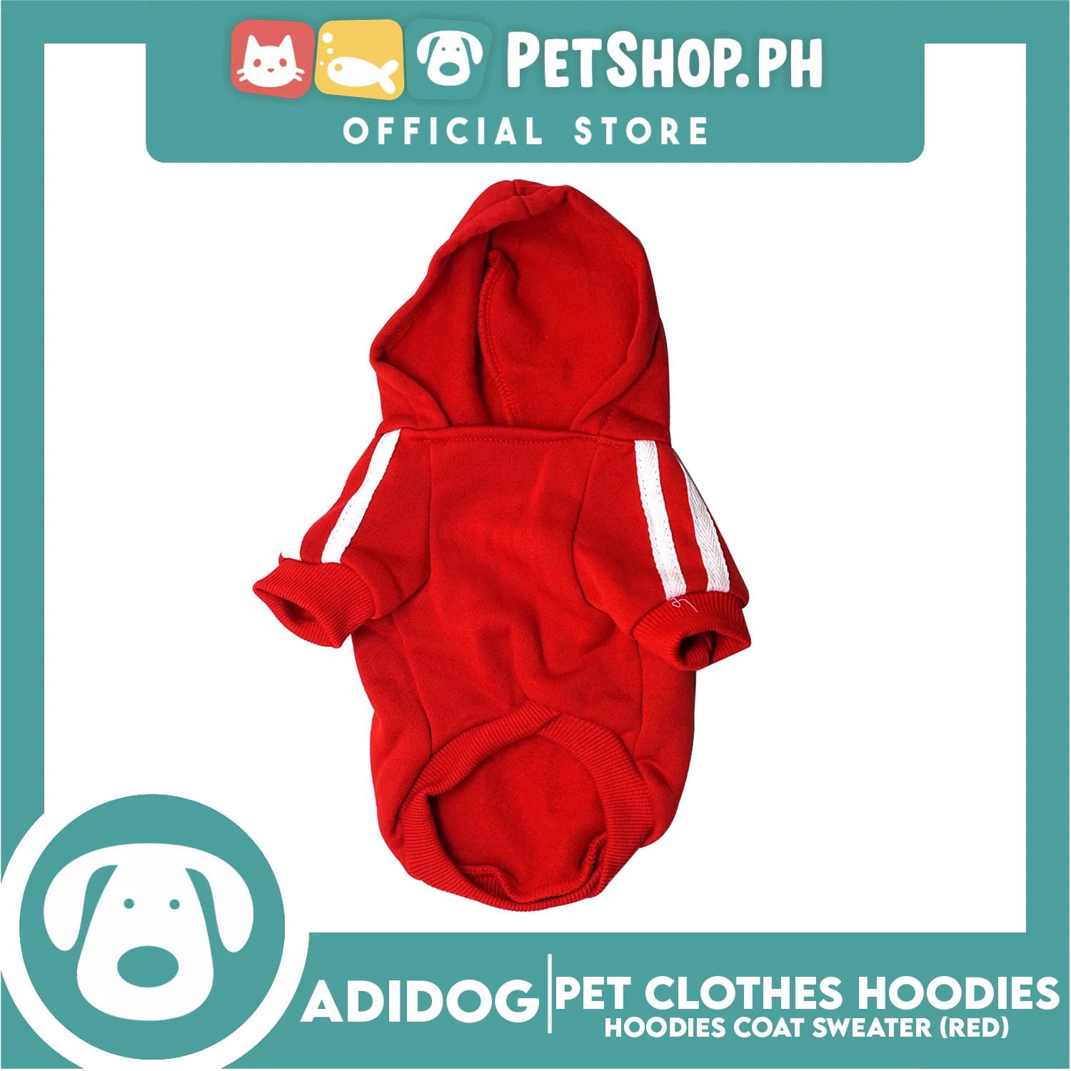 Adidog Pet Clothes Hoodies, Dog Winter Hoodies Apparel Puppy Warm Hoodies Coat Sweater (Red) Small - Image 6