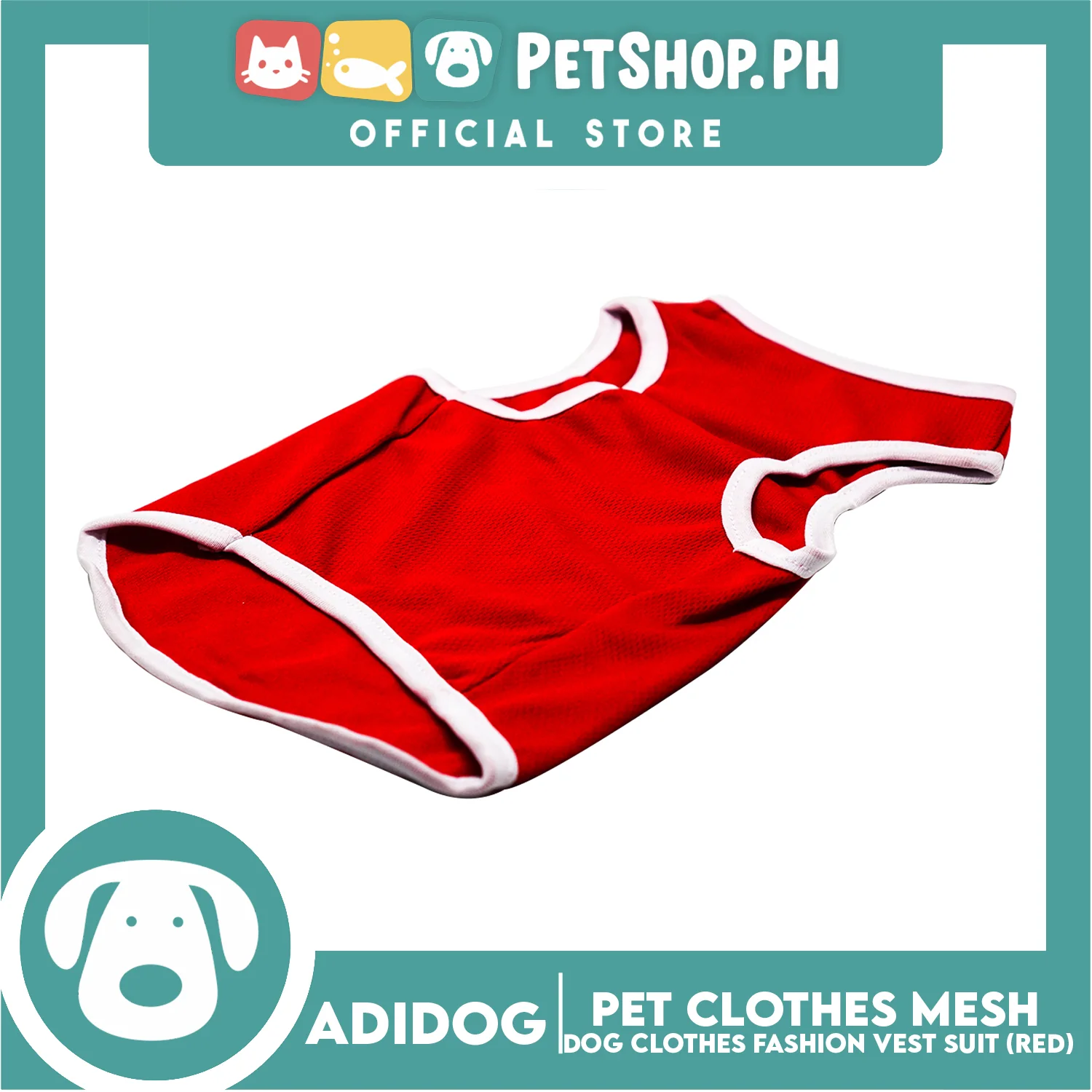 Adidog Pet Clothes Mesh Vet Extra Small (Red) Dog Shirt, Dog Sando Jersey - Image 3
