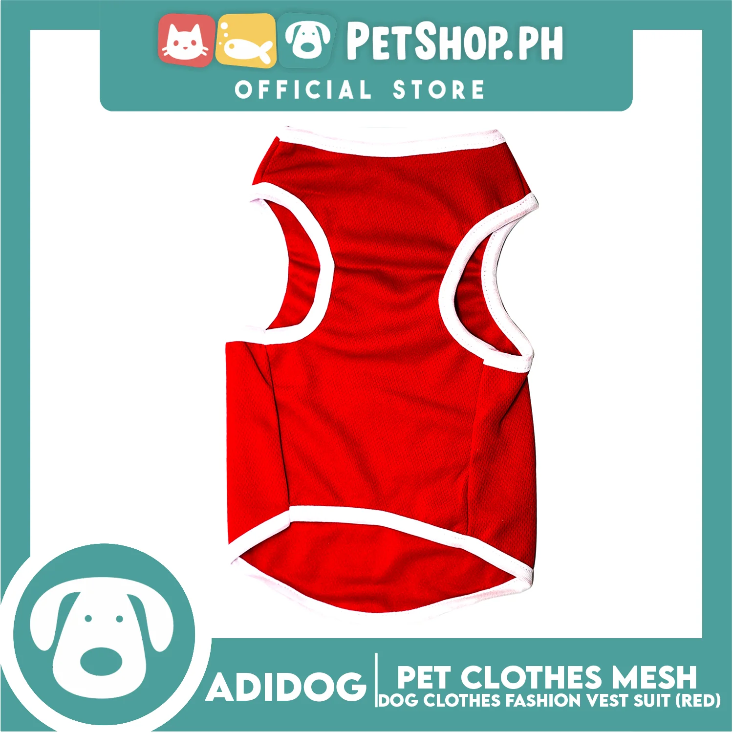 Adidog Pet Clothes Mesh Vet Extra Small (Red) Dog Shirt, Dog Sando Jersey - Image 4
