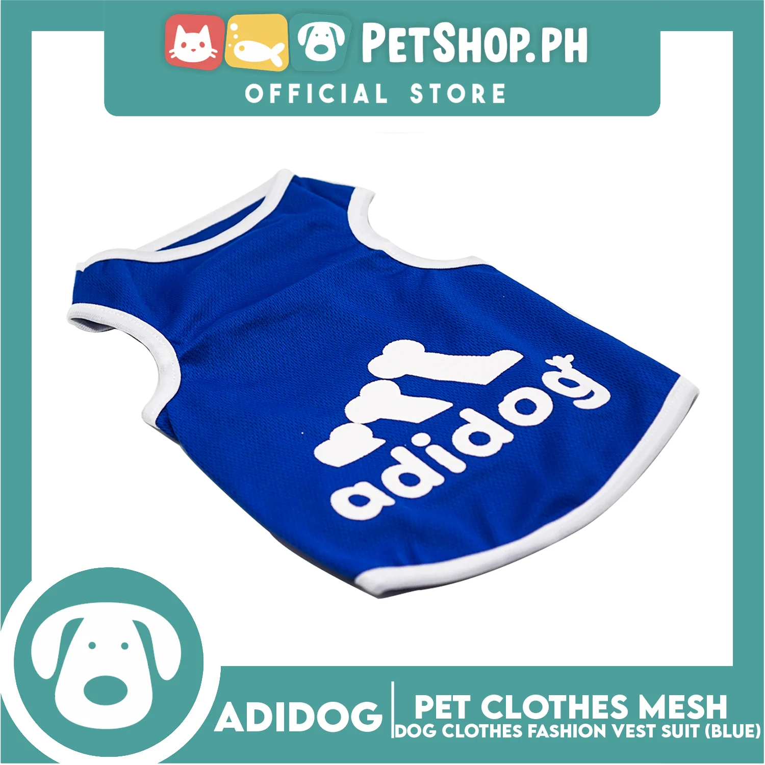 Adidog Pet Clothes Mesh Vet, Summer Dog Clothes, Breathable Mesh Vet, Dog Shirt, Pet Jersey, Fashion Vest Suit for Dogs (Blue) (Small) - Image 6