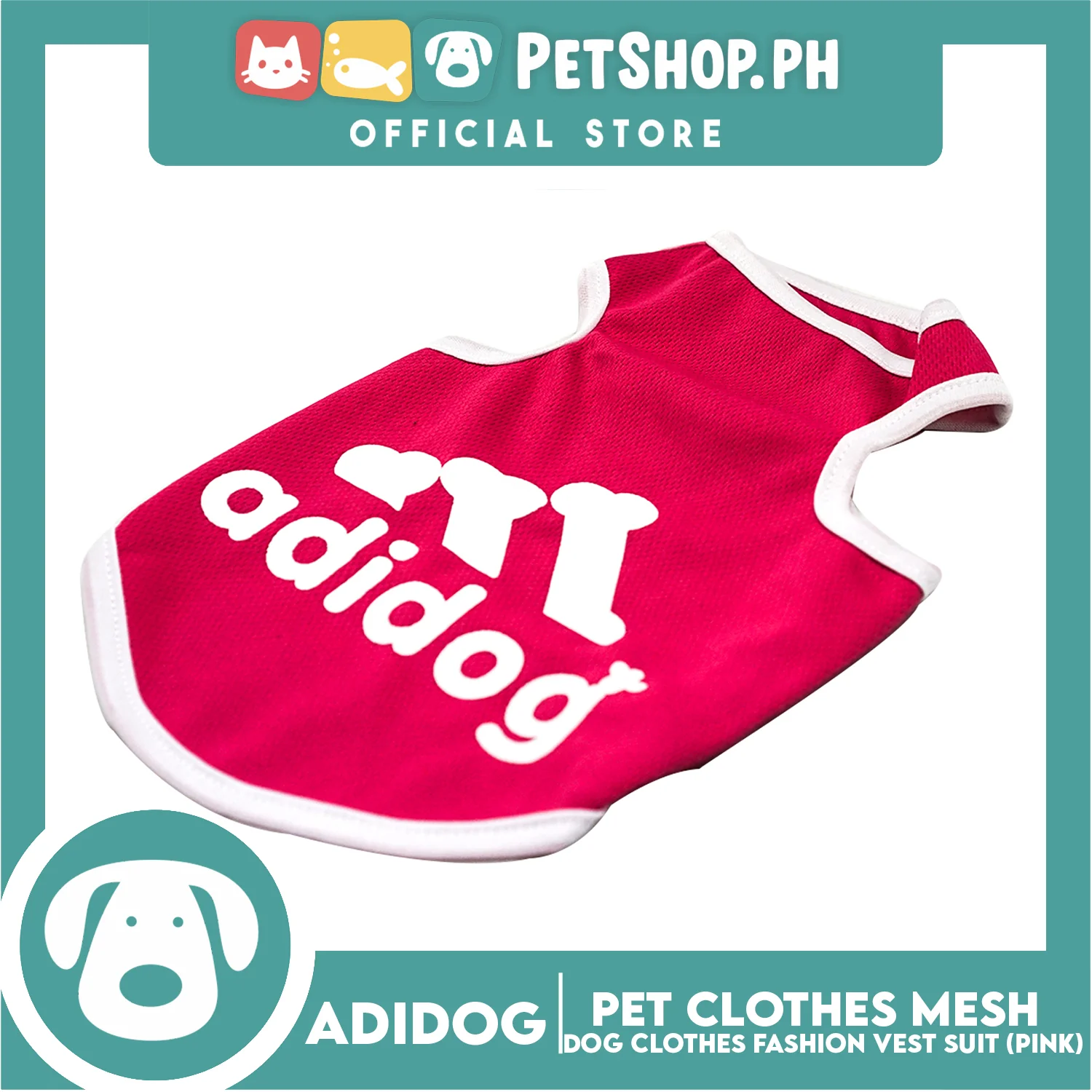 Adidog Pet Clothes Mesh Vet, Summer Dog Clothes, Breathable Mesh Vet, Dog Shirt, Pet Jersey, Fashion Vest Suit for Dogs (Pink) (Extra Small) - Image 3
