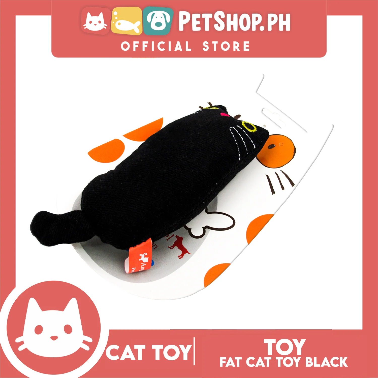 Amy Carol Fat Cat Toy Catnip (Black) Interactive Plush Cat Toy - Image 2