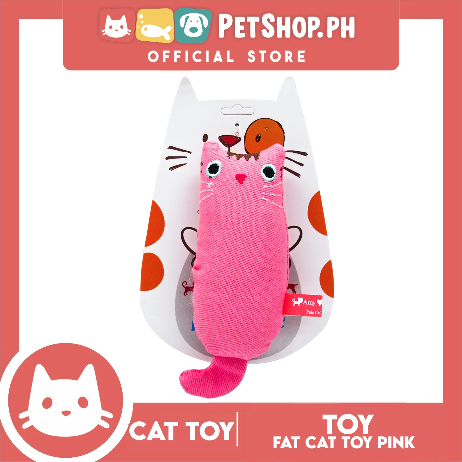 Amy Carol Fat Cat Toy Catnip (Pink) Interactive Plush Cat Toy