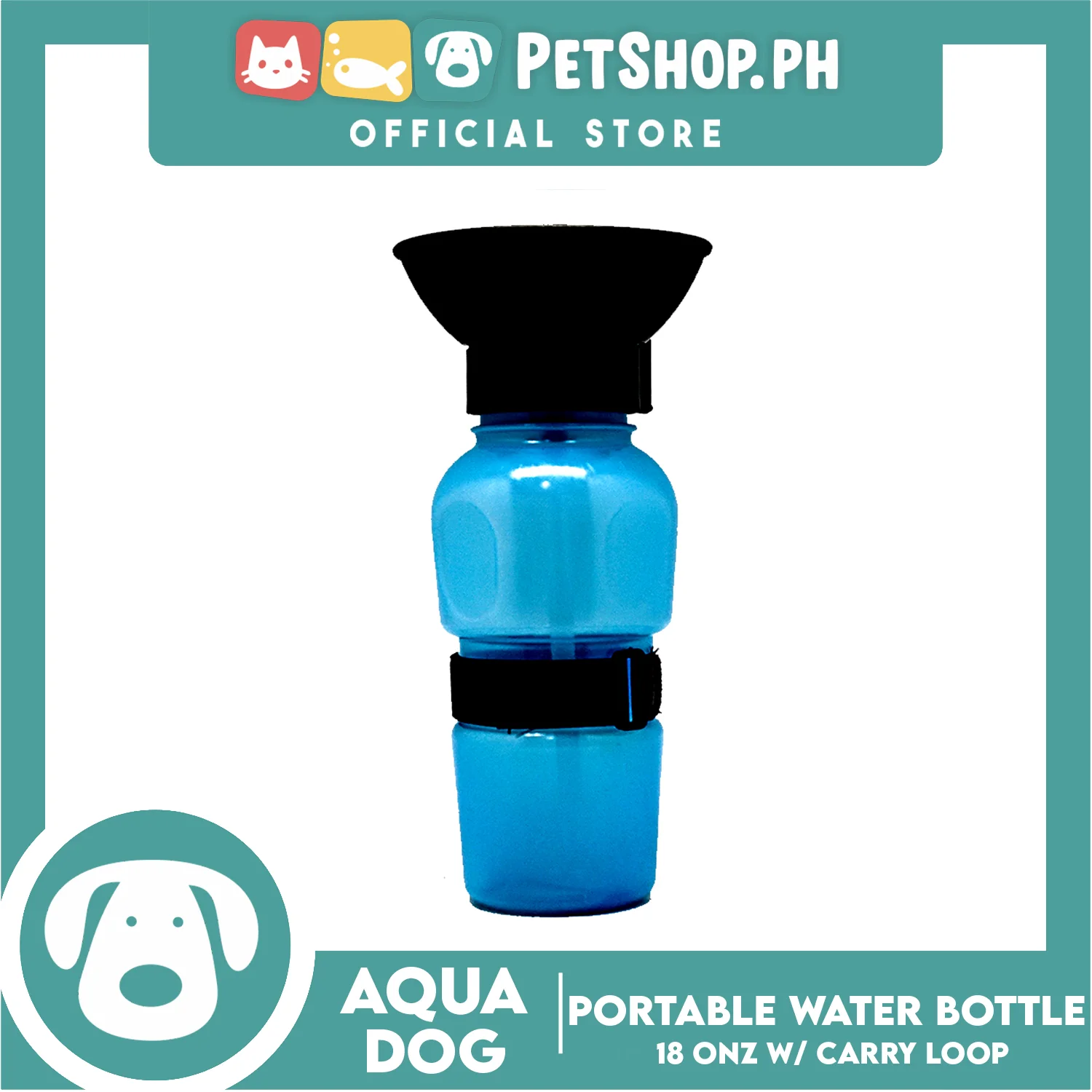 Aqua Dog Portable Pet Water Bottle 18oz with Carry Loop - Image 2