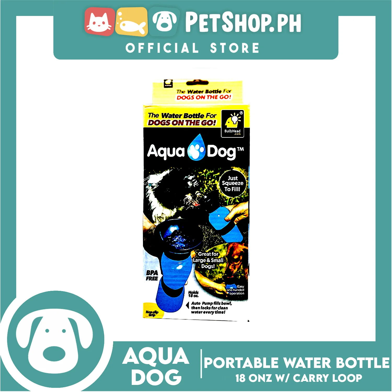 Aqua Dog Portable Pet Water Bottle 18oz with Carry Loop - Image 3