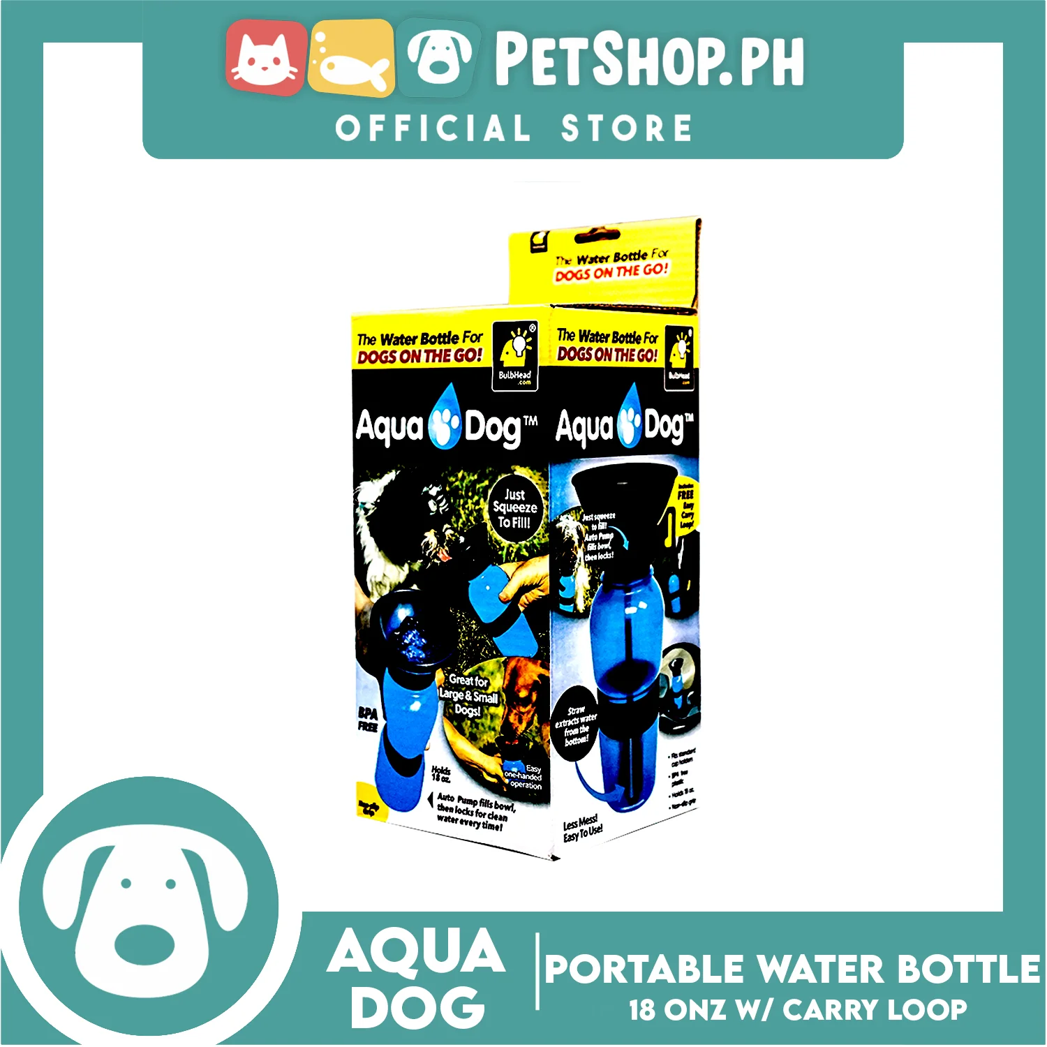 Aqua Dog Portable Pet Water Bottle 18oz with Carry Loop - Image 4