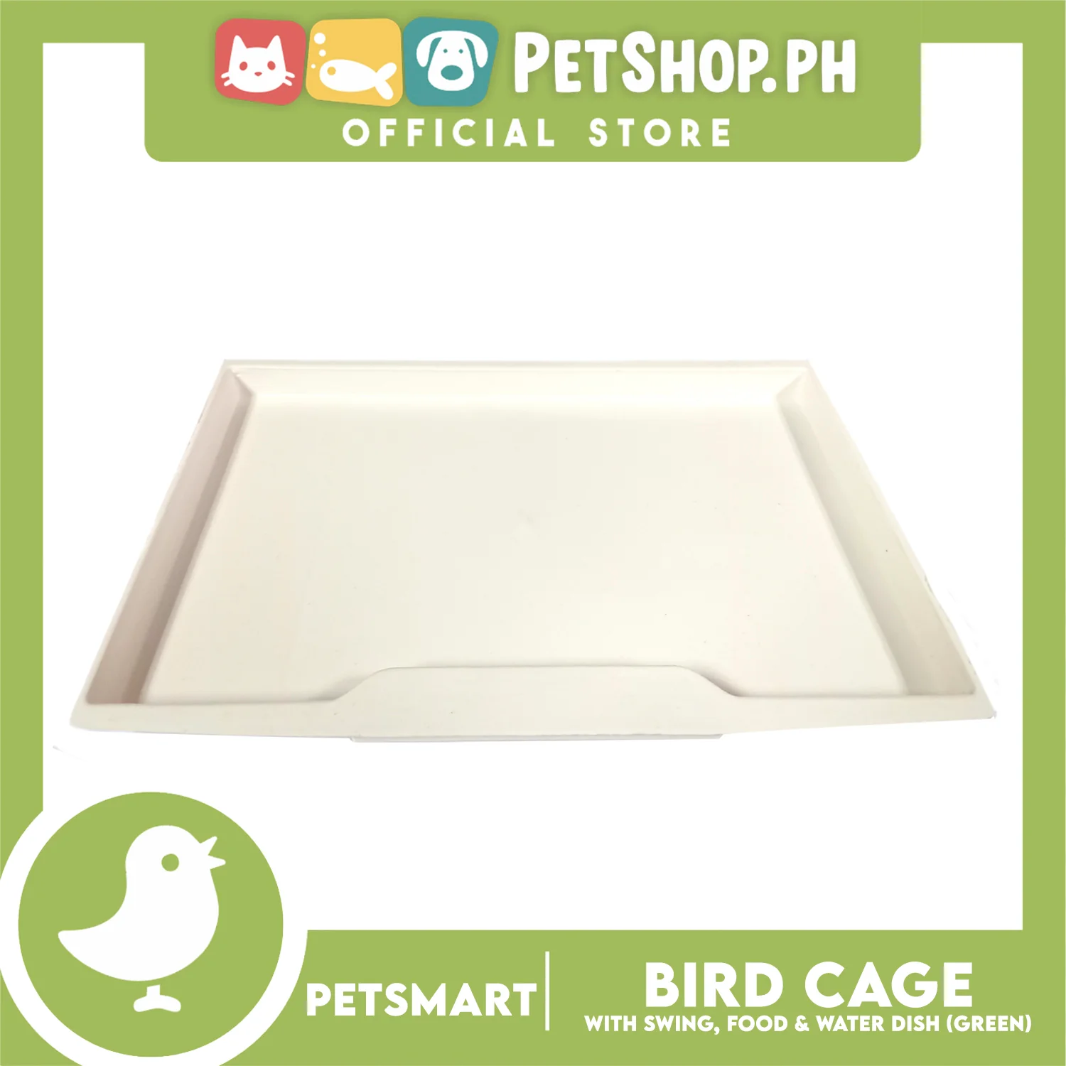 Bird Cage with Swing, Food and Water Dish (1000) Green Color, 30cm x 23cm x 40cm - Image 4