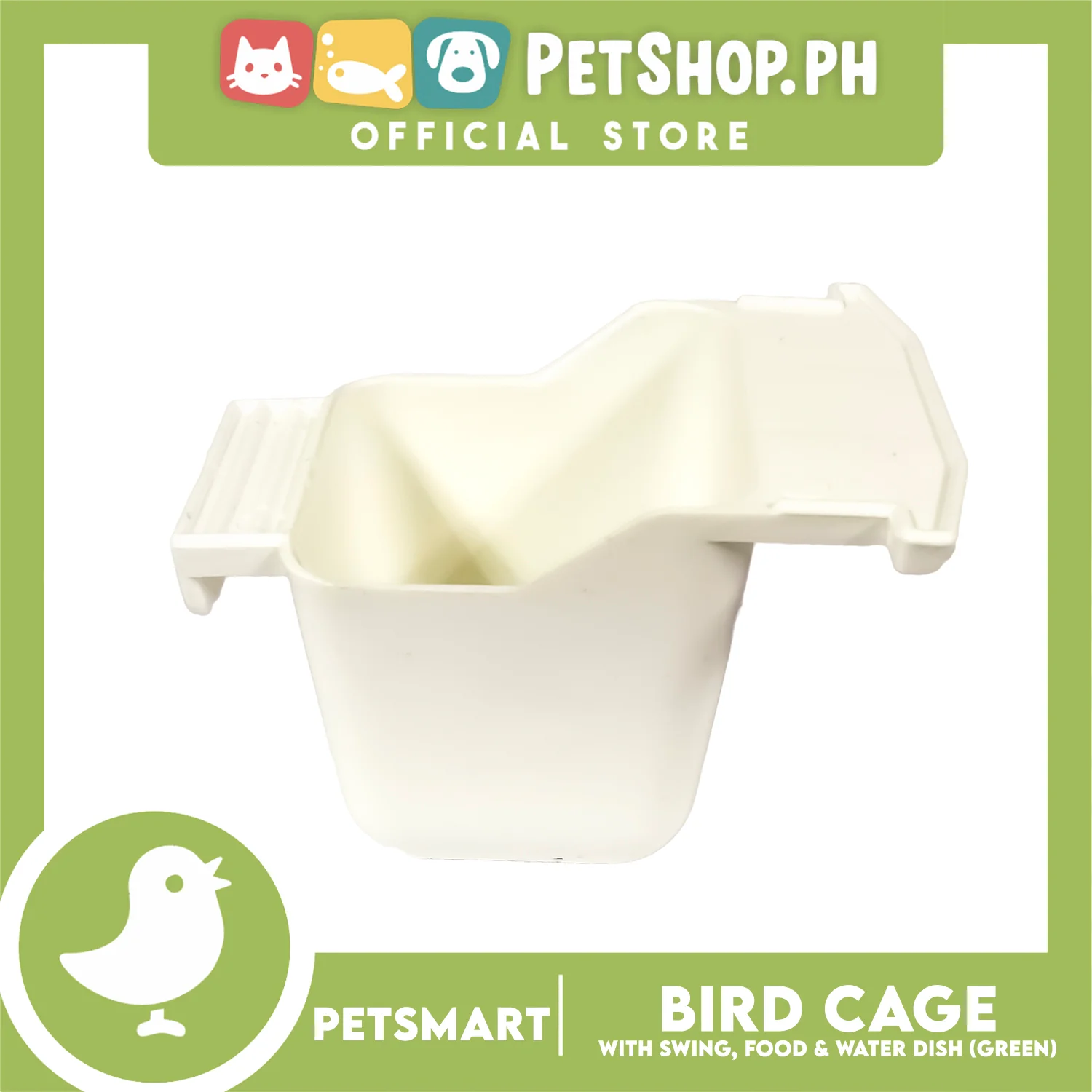 Bird Cage with Swing, Food and Water Dish (1000) Green Color, 30cm x 23cm x 40cm - Image 7