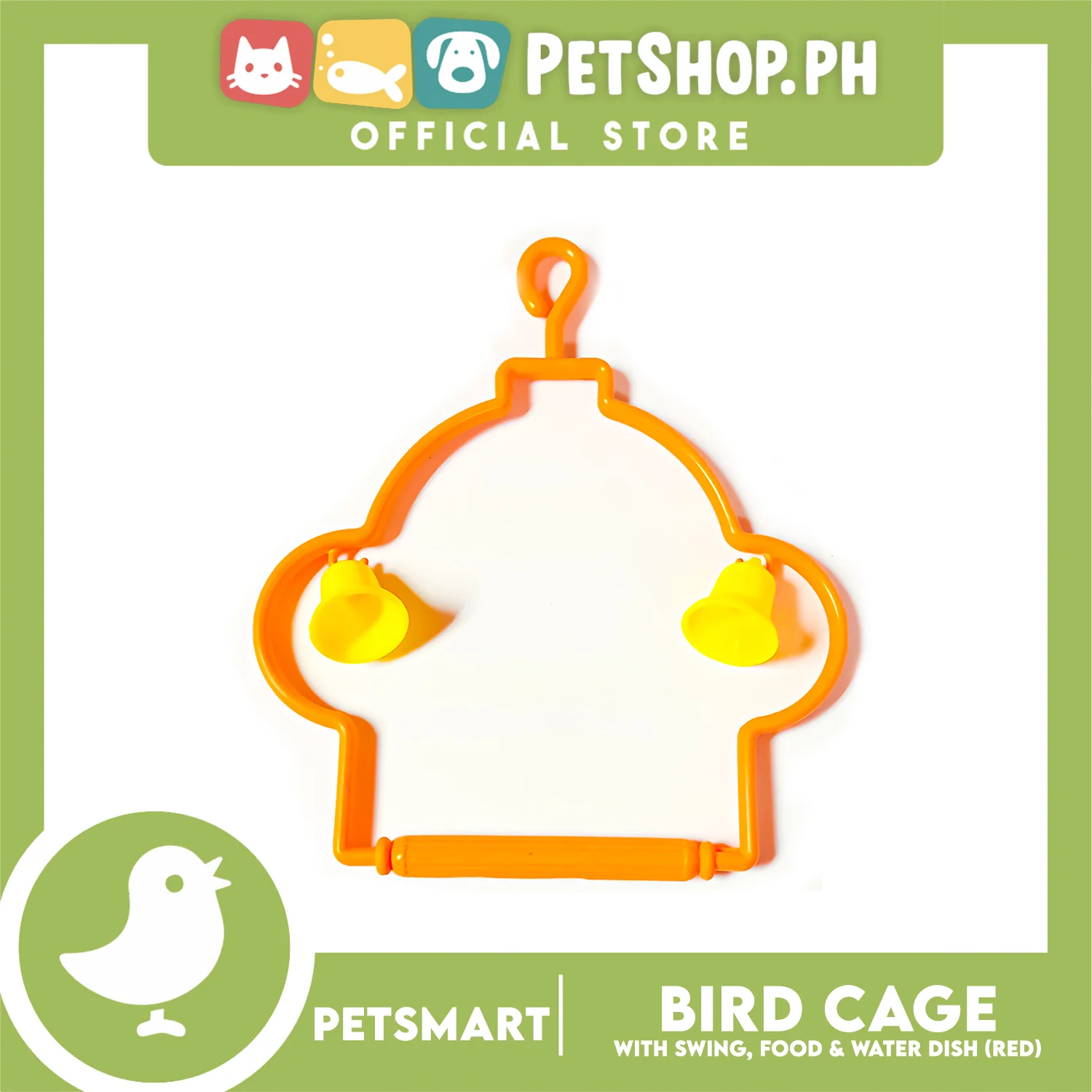 Bird Cage with Swing, Food and Water Dish (1000) Red Color, 30cm x 23cm x 40cm - Image 8
