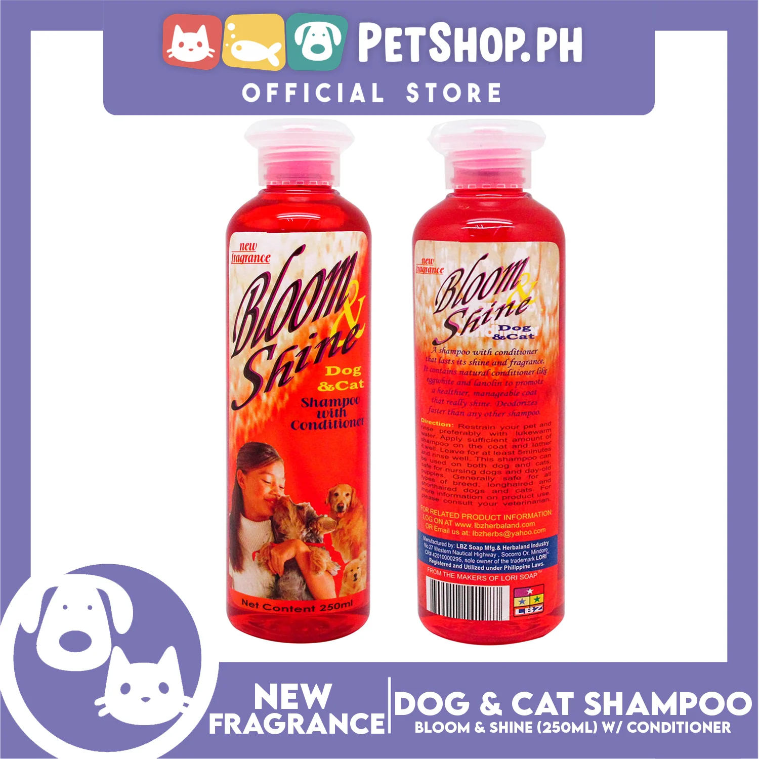 Bloom And Shine Dog And Cat Shampoo With Conditioner 250ml Dog And Cat Grooming