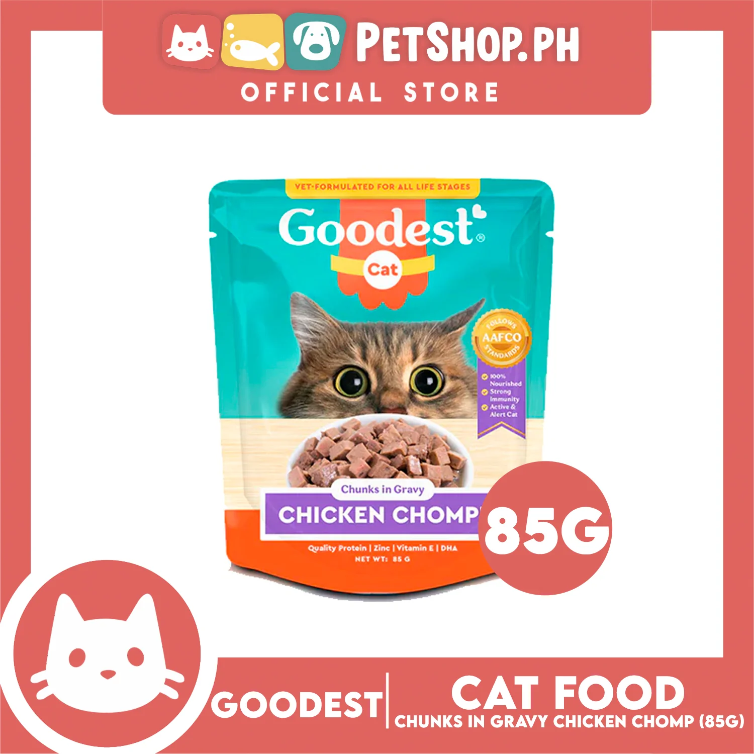 2pcs Goodest Cat Chicken Chomp Chunks In Gravy 85g Wet Cat Food - Image 2