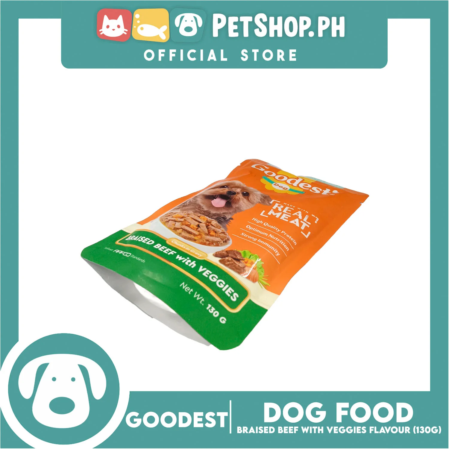 2pcs Goodest Dog Chunks in Gravy Braised Beef with Veggies 130g Wet Dog Food Pouch - Image 4