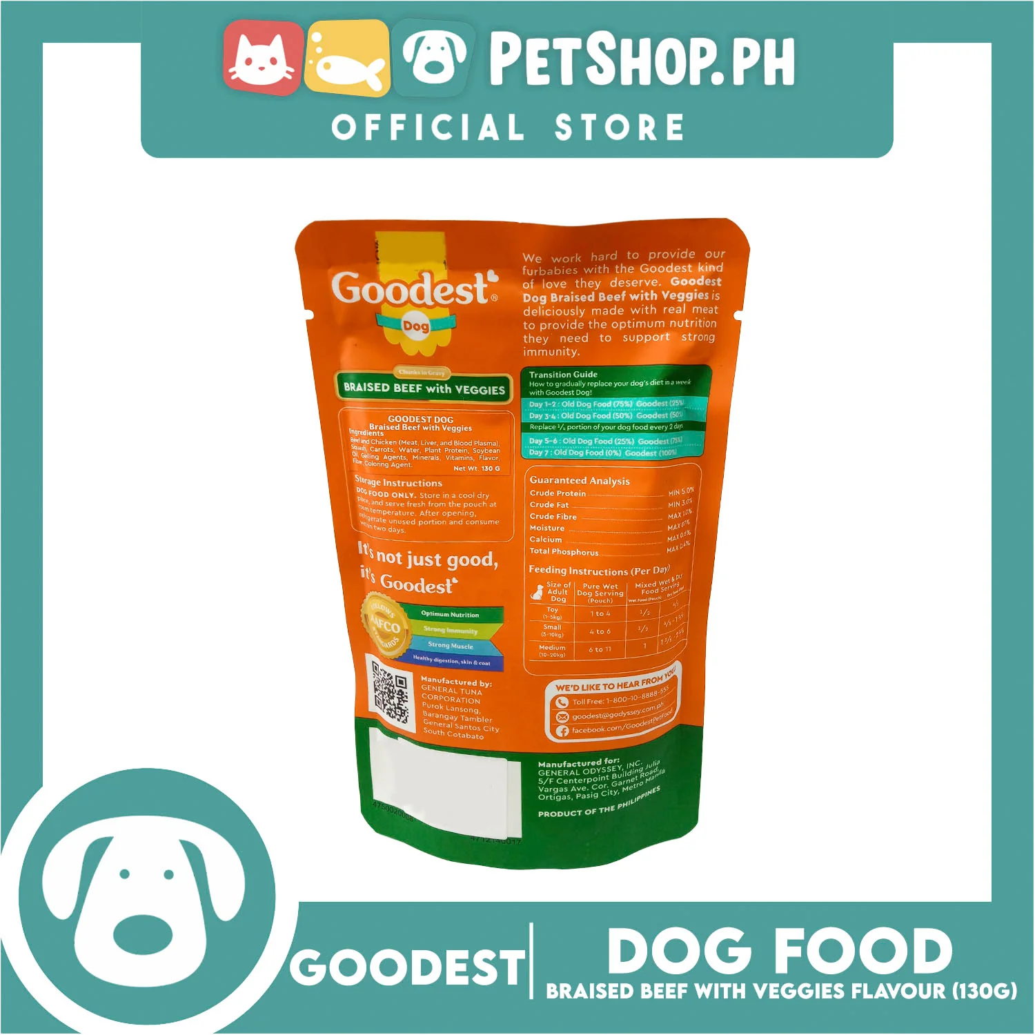 2pcs Goodest Dog Chunks in Gravy Braised Beef with Veggies 130g Wet Dog Food Pouch - Image 6