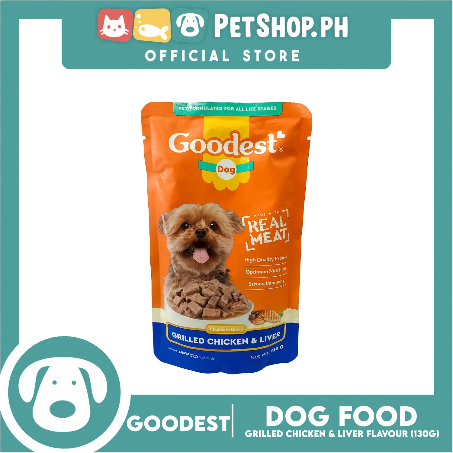 2pcs Goodest Dog Chunks in Gravy Grilled Chicken and Liver 130g Wet Dog Food Pouch - Image 5
