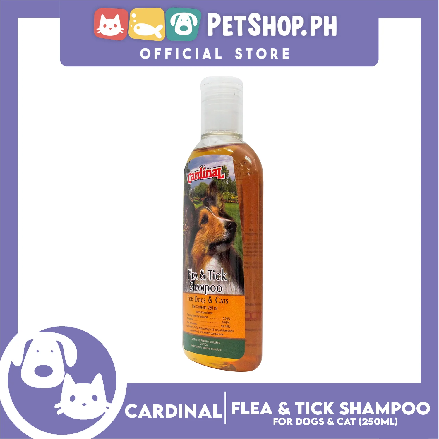Cardinal Flea and Tick Shampoo 250ml For Dogs and Cats - Image 2