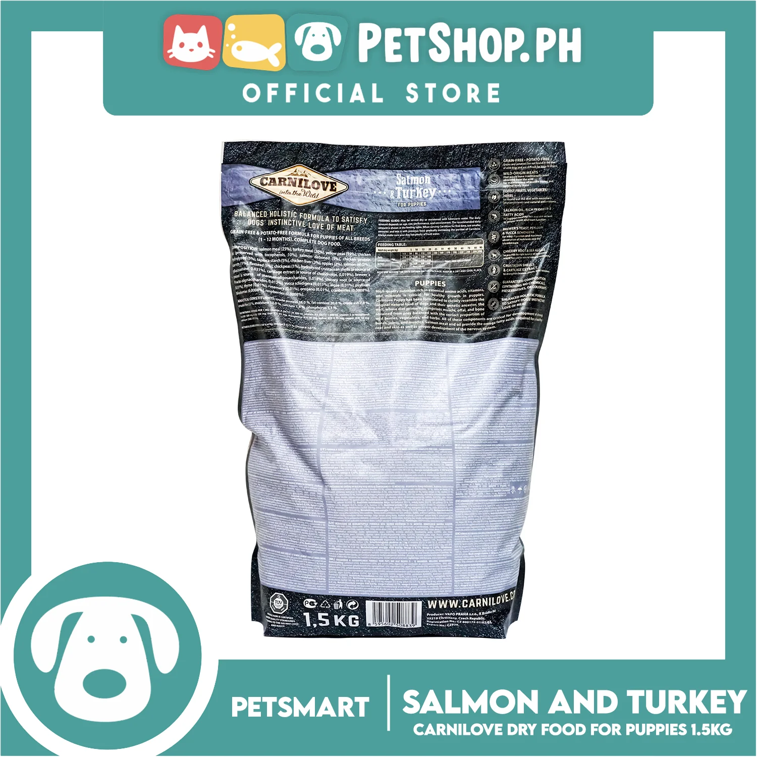 Carnilove Into The Wild Grain-Free and Potato-Free Salmon and Turkey For Puppies 1.5kg Dry Dog Food - Image 3
