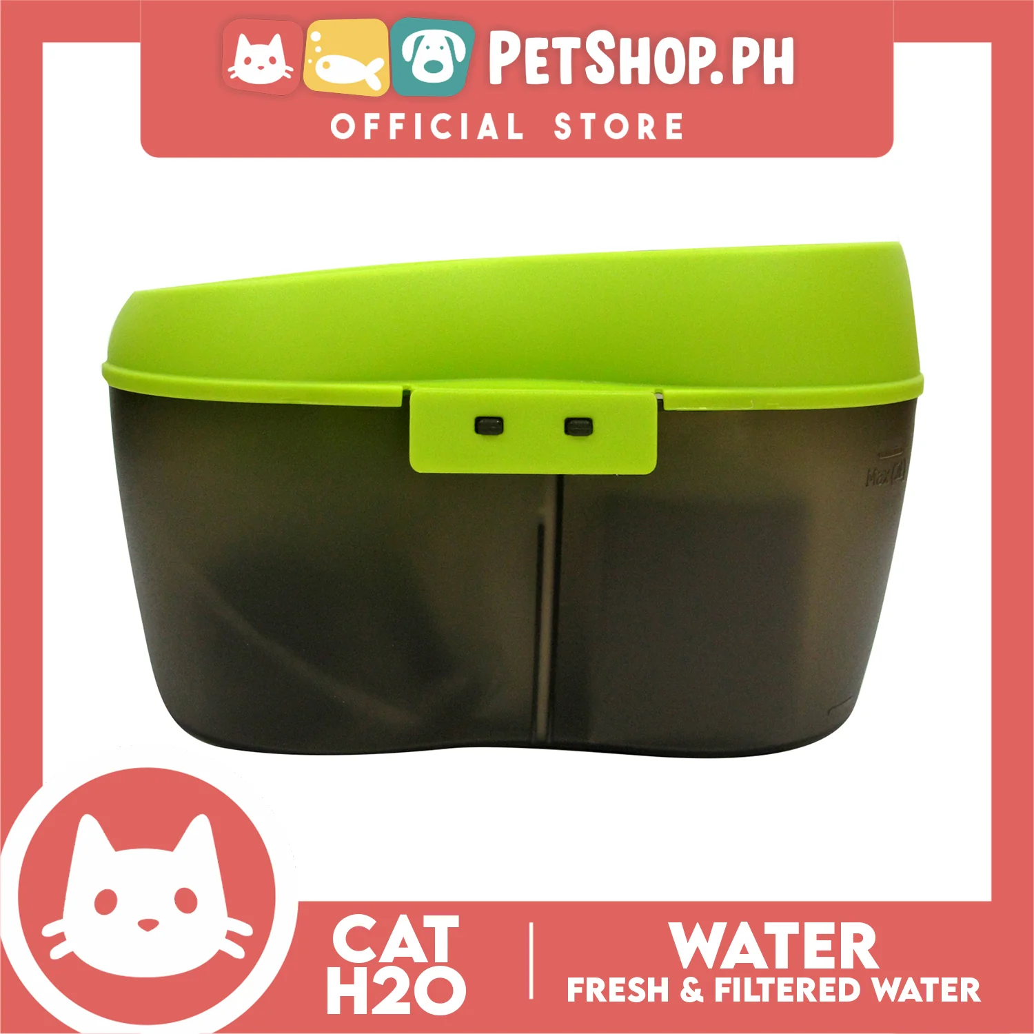 Cat H2o 2 Liters Water Fountain BPA Free with Filter and Dental Care - Image 2