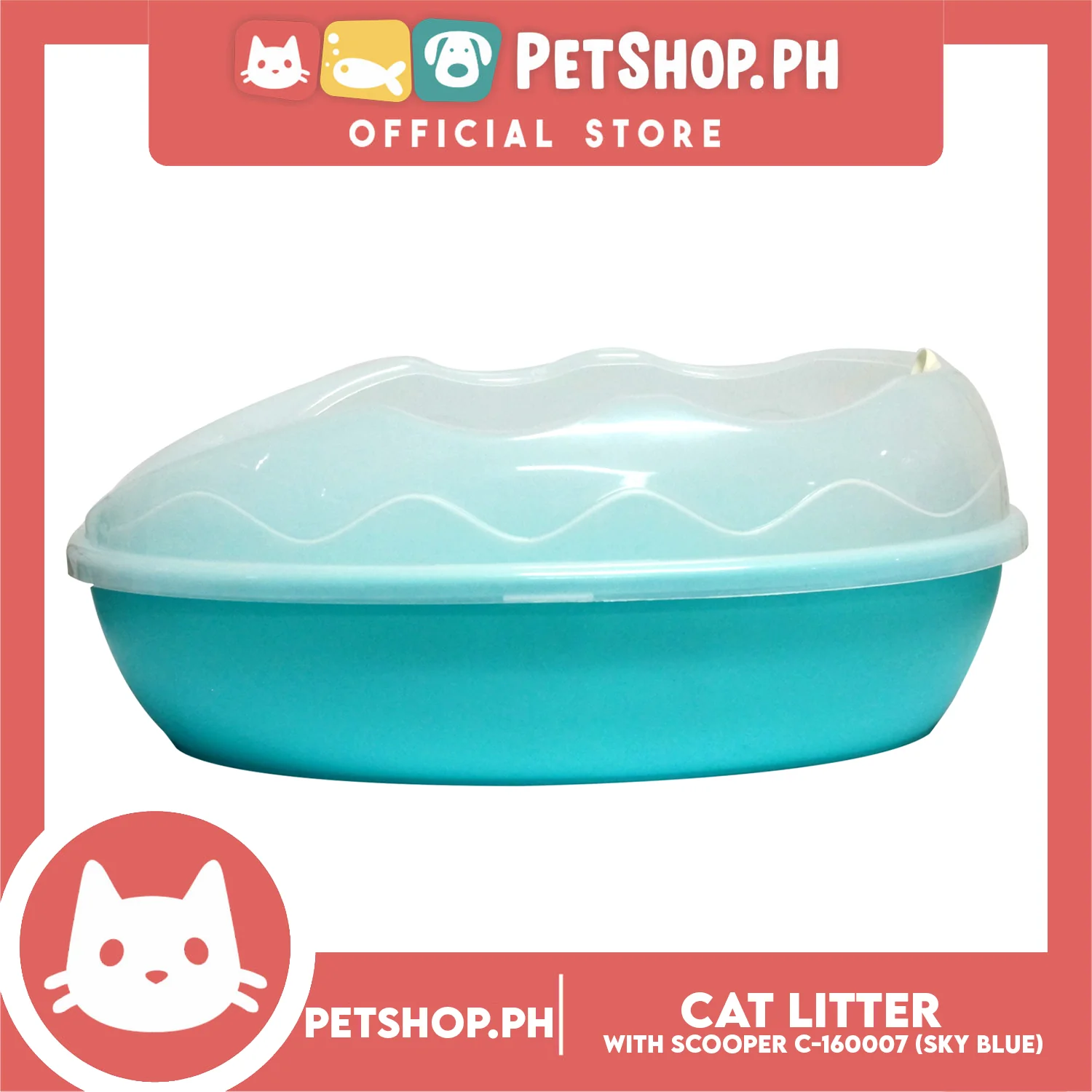 Cat Litter Box with Scooper Large C-160007 - Image 3