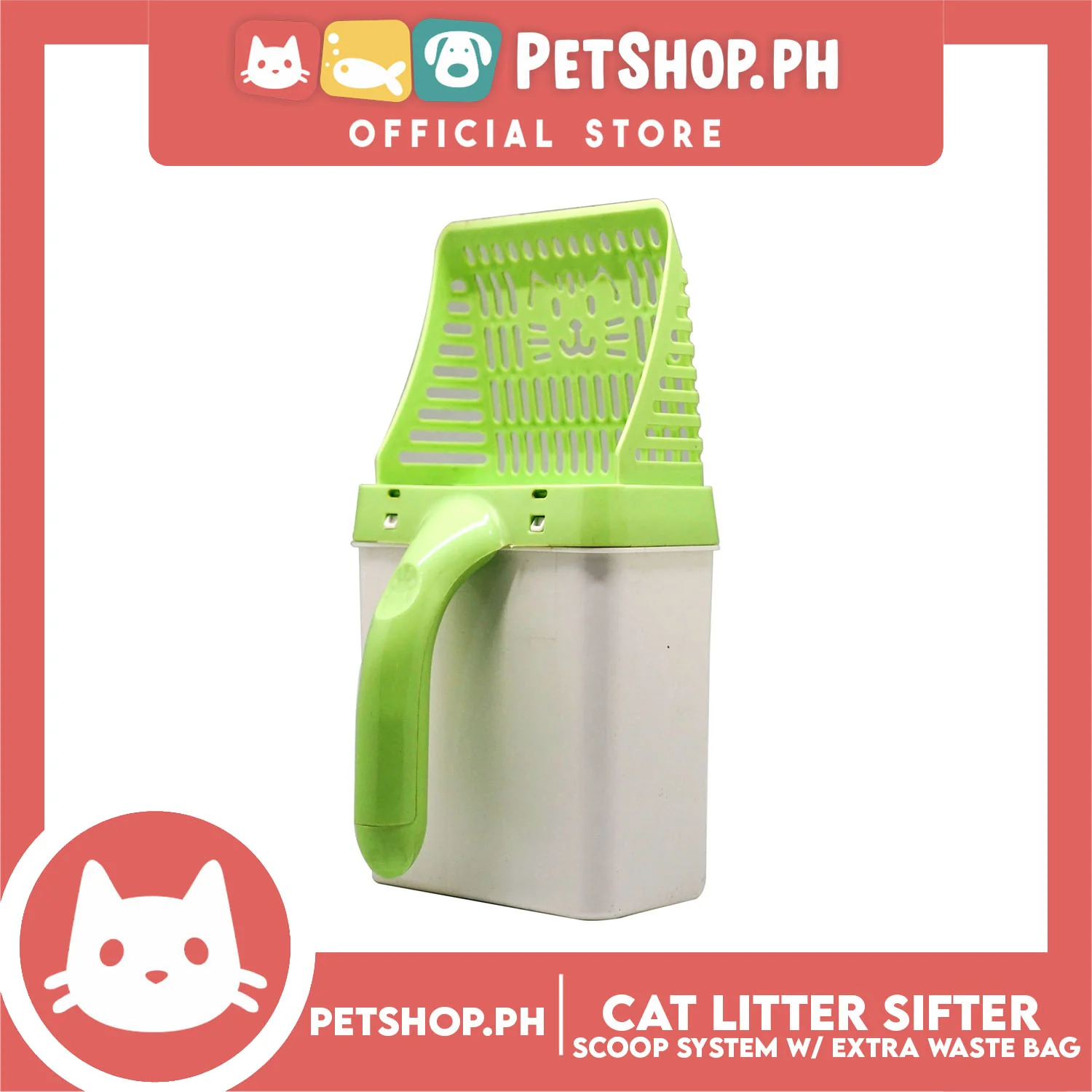 Cat Litter Sifter Scoop System with Extra Waste Bags - Quick Easy Sift Sand Pet Shovel Cleaning Tool - Image 3