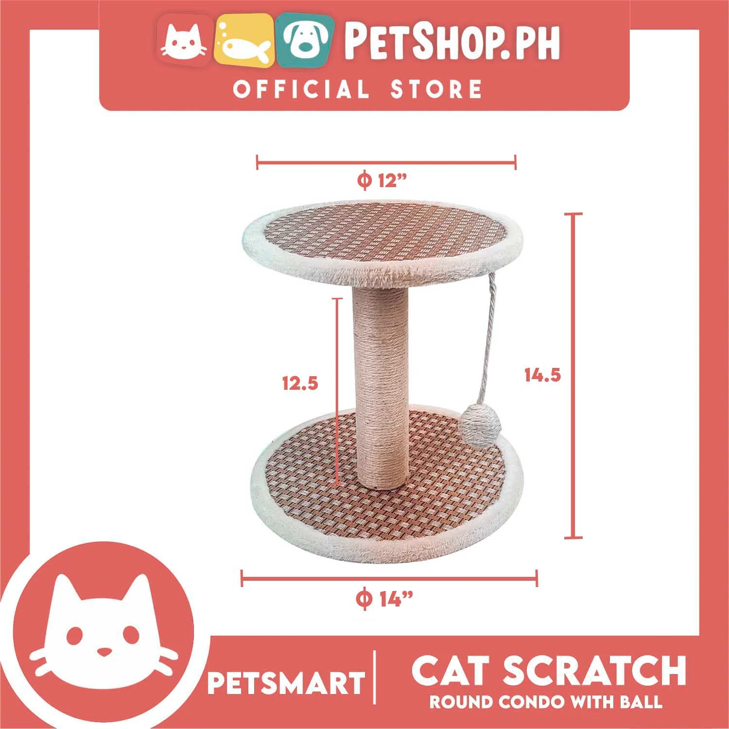 Cat Scratch Post Round Condo LZ-0218 - Image 2