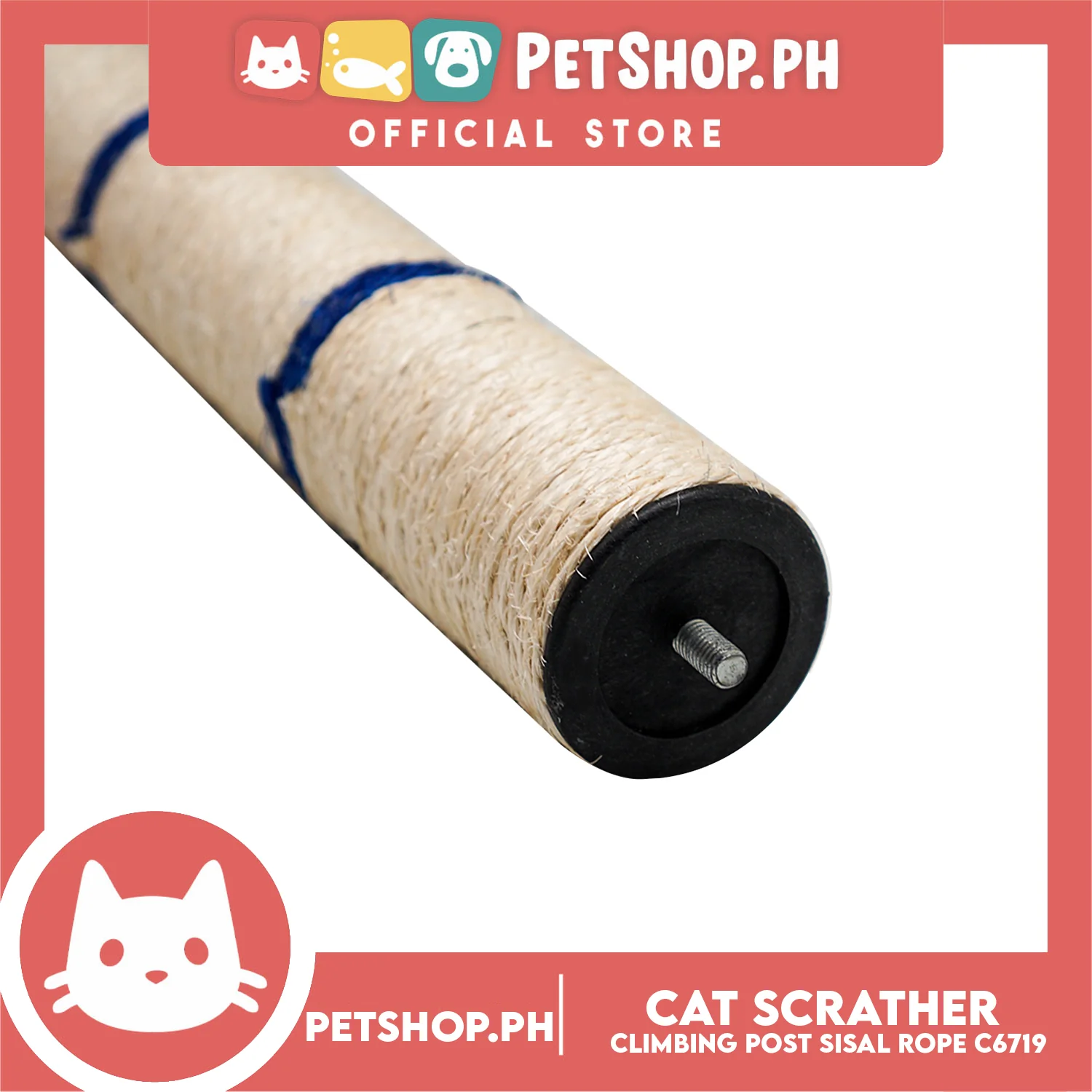 Cat Scratcher Climbing Post and Sisal Rope C6719 with Dangling Teasing Rope for Cat Grinding Claws & Protecting Furniture - Image 3