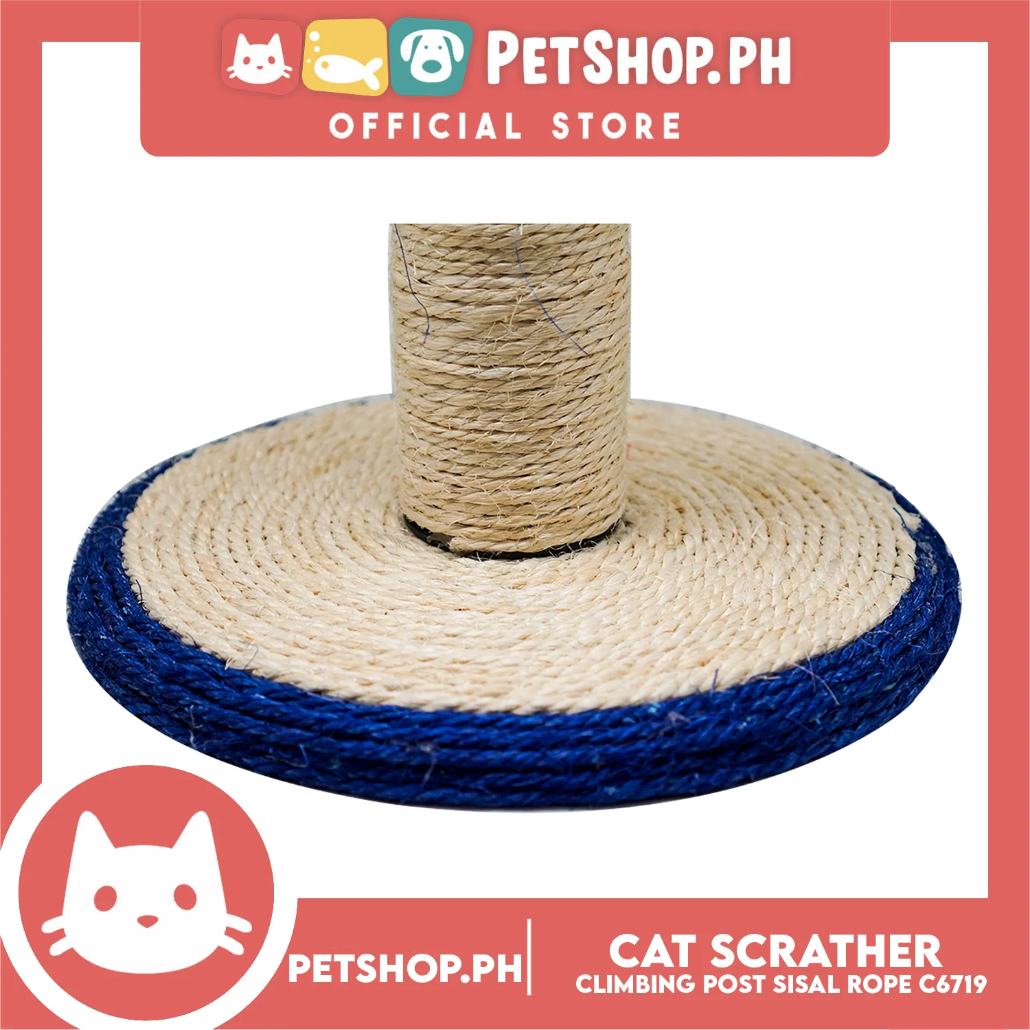 Cat Scratcher Climbing Post and Sisal Rope C6719 with Dangling Teasing Rope for Cat Grinding Claws & Protecting Furniture - Image 4