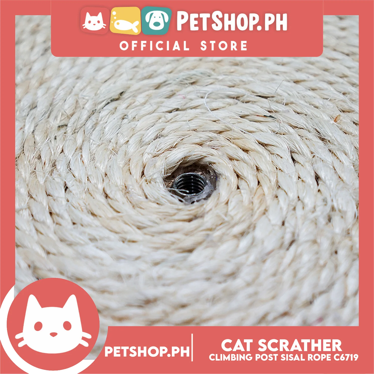 Cat Scratcher Climbing Post and Sisal Rope C6719 with Dangling Teasing Rope for Cat Grinding Claws & Protecting Furniture - Image 5