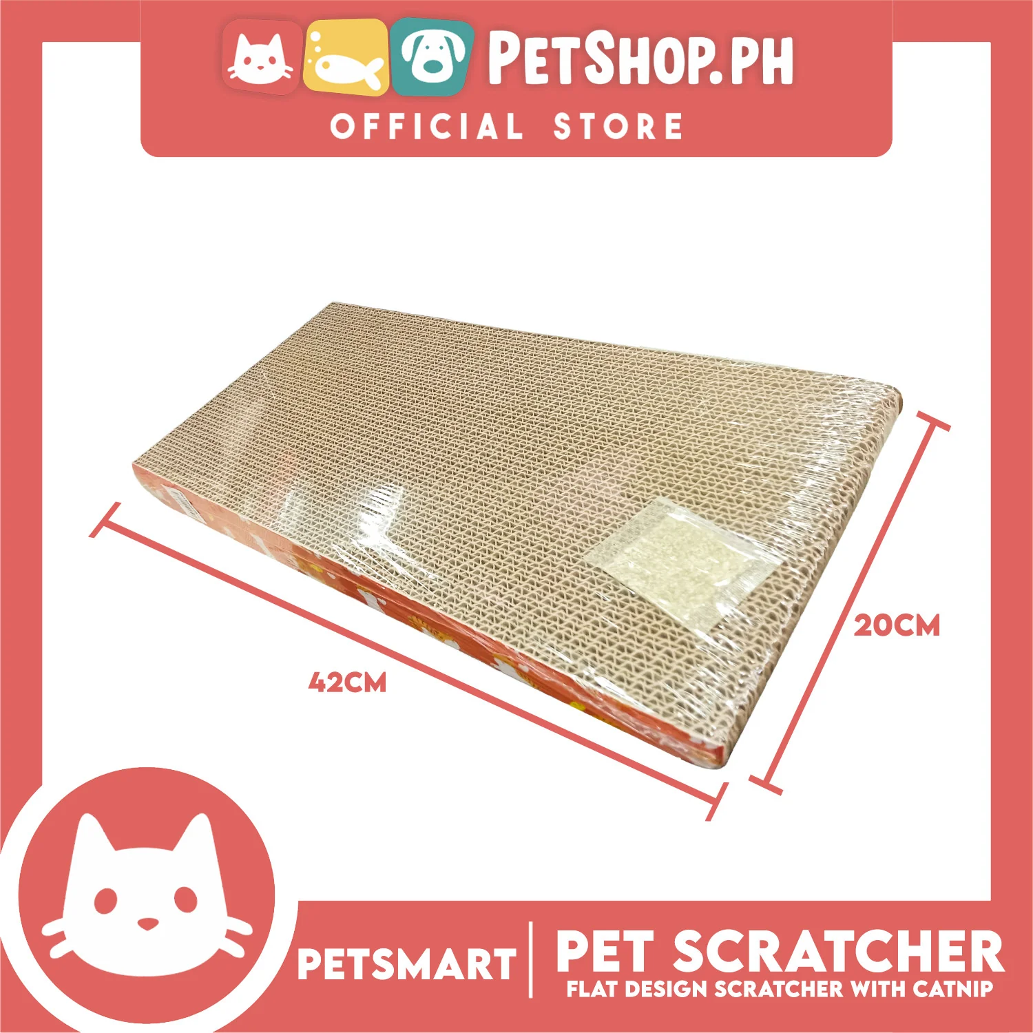 Cat Scratcher Toy Flat Design with Catnip 42cm x 20cm - Image 4
