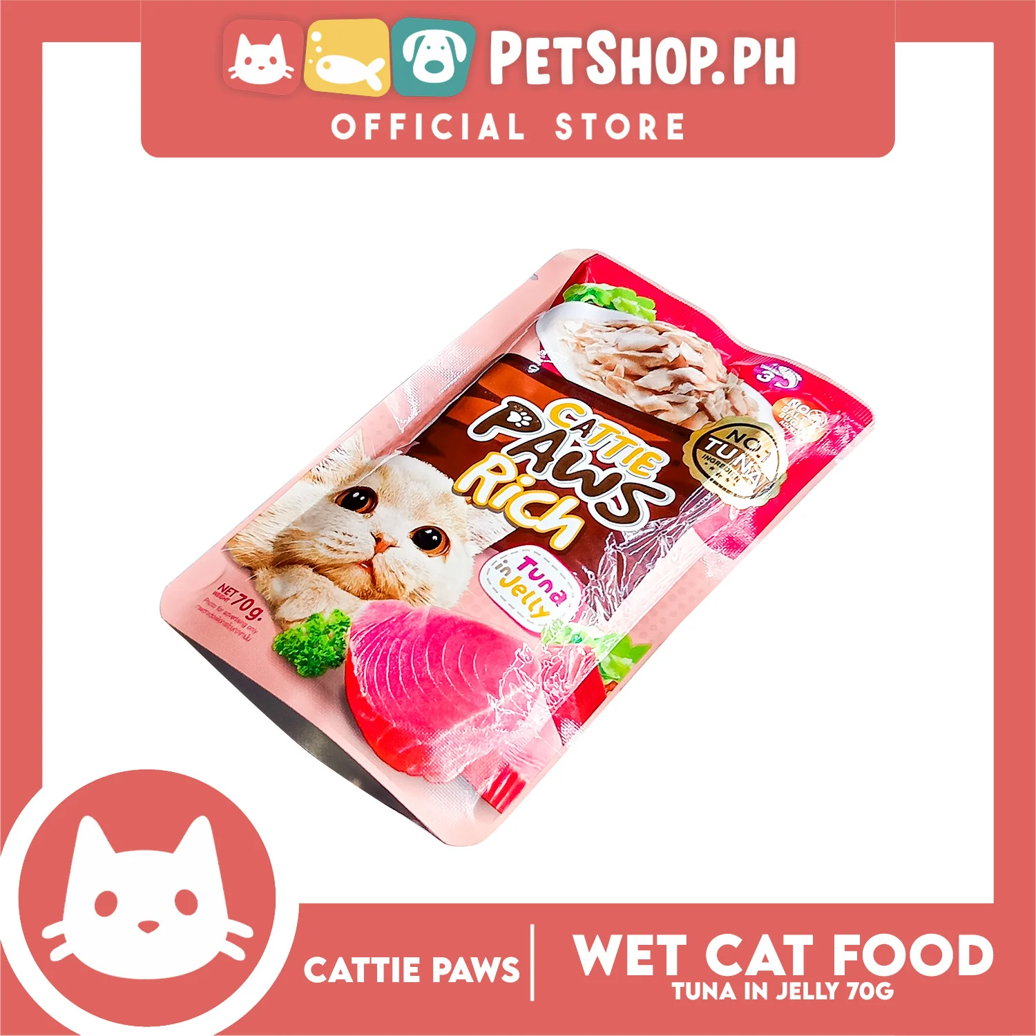Cattie Paws Rich Tuna in Jelly Cat Wet Food 70g - Image 3