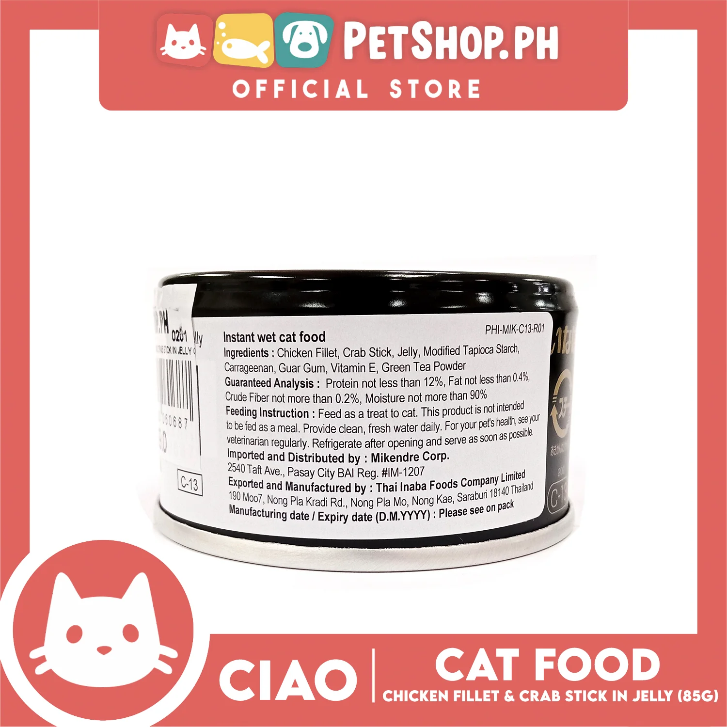 Ciao Chicken Fillet And Crab Stick In Jelly Flavor 85g (C-13) Cat Wet Food, Cat Canned Food - Image 4
