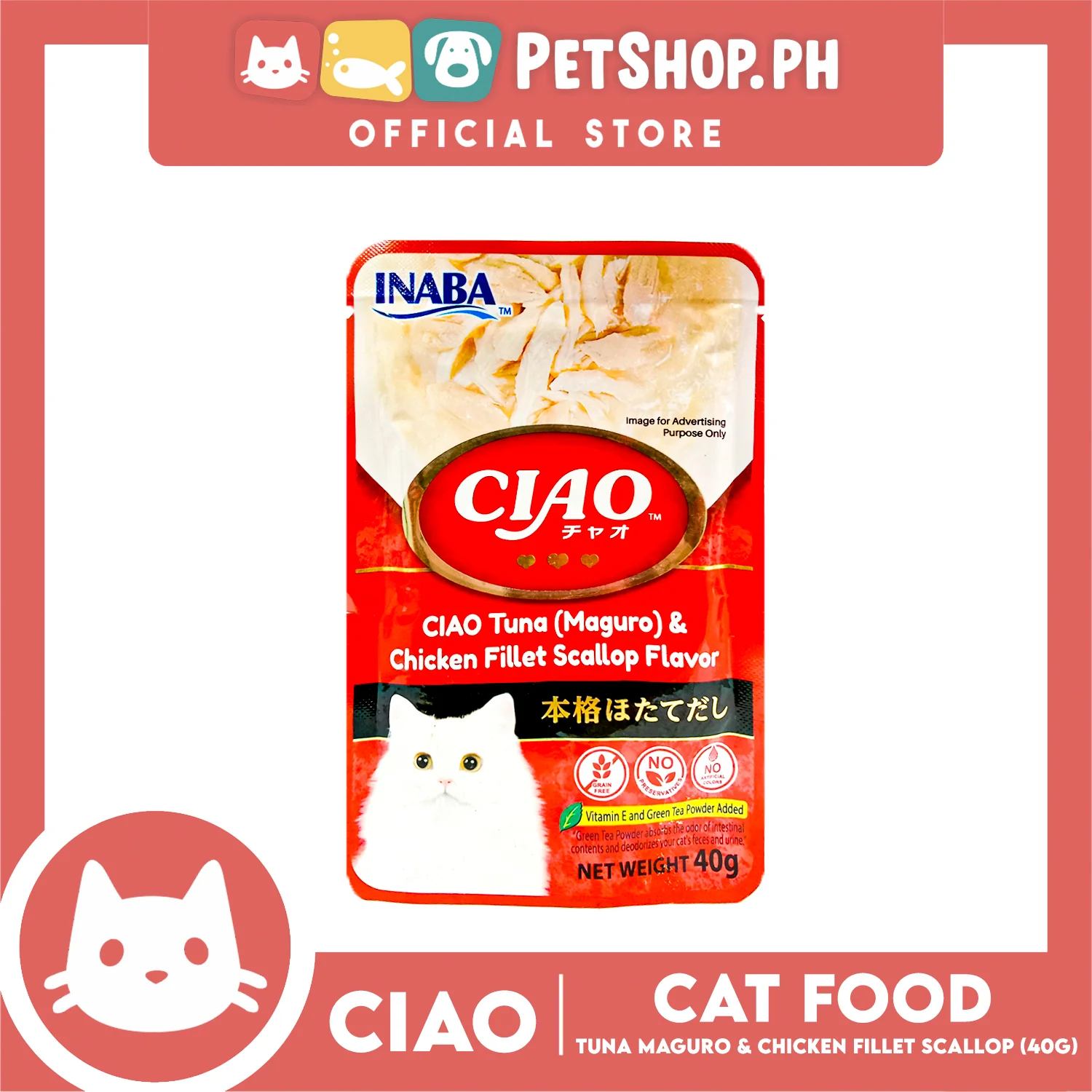 Ciao Tuna (Maguro) And Chicken Fillet Scallop Flavor 40g (IC-201) Cat Wet Food - Image 2