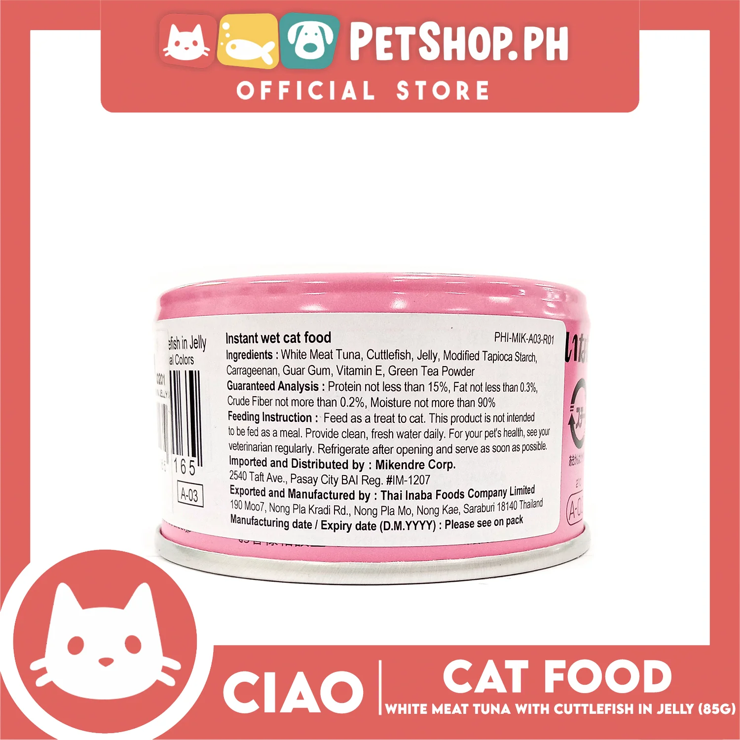 Ciao White Meat Tuna with Cuttlefish In Jelly Flavor 85g (A-03) Cat Wet Food, Cat Canned Food - Image 4