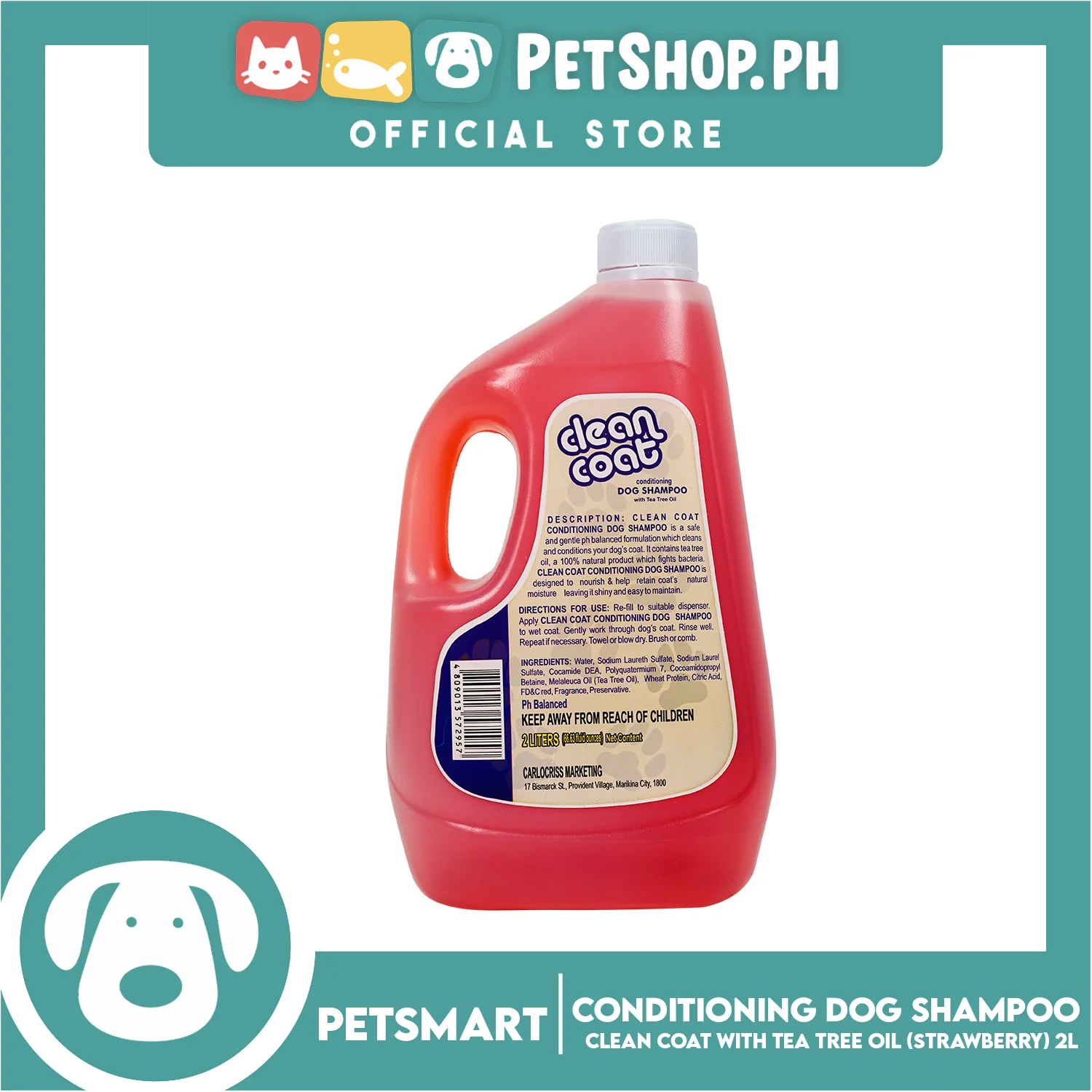 Clean Coat Conditioning With Tea Tree Oil 2 Liters (Strawberry) Dog Shampoo - Image 2