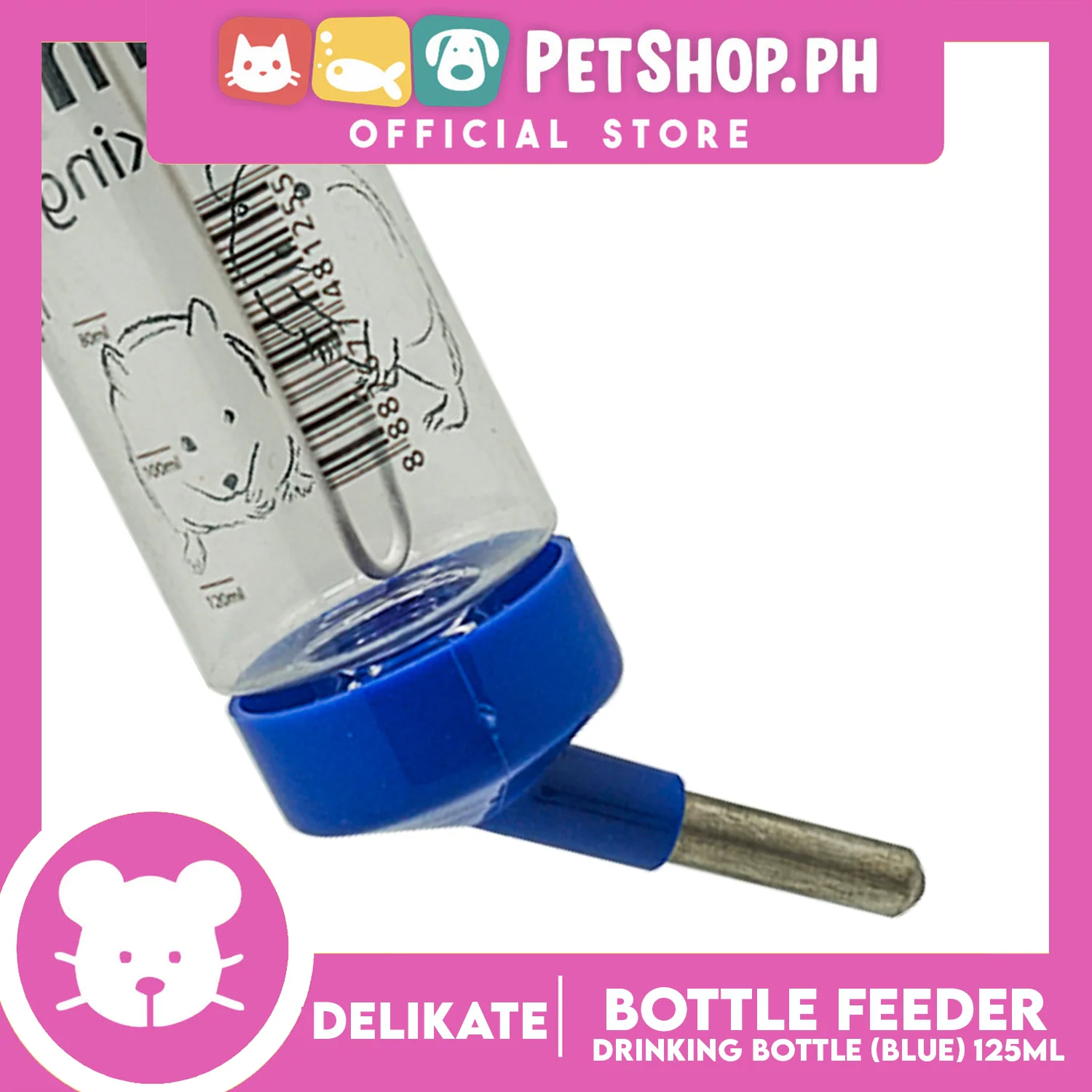 Delikate Hamster Drinking Bottle Blue 250ml B2 - Image 3