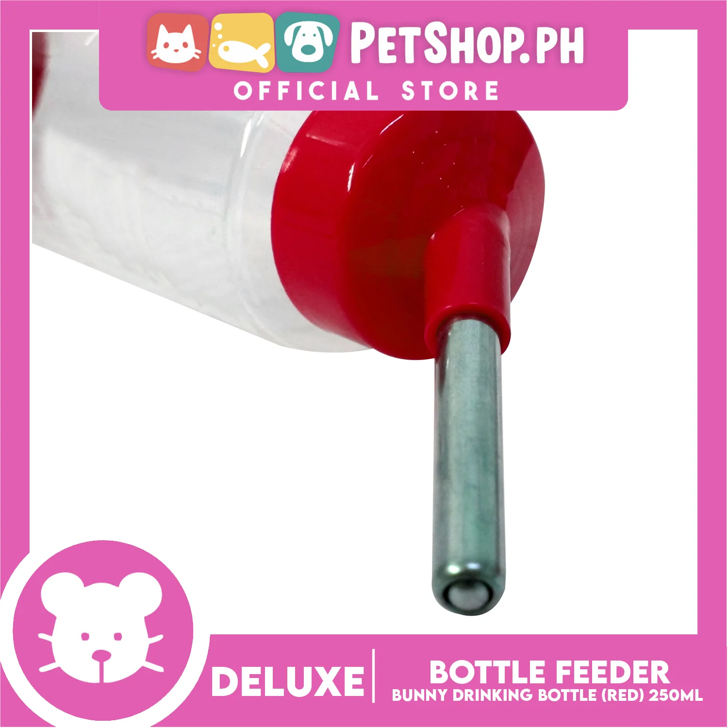 Deluxe Bunny Drinking Bottle Red 250ml - Image 3