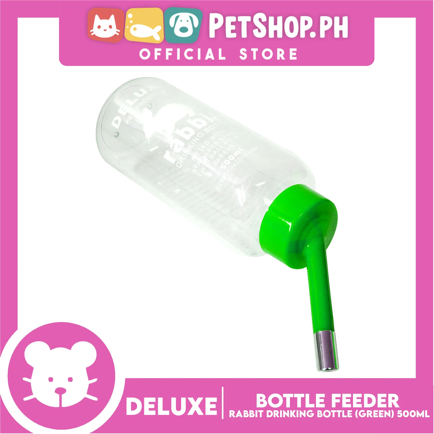 Deluxe Rabbit Drinking Bottle Green 500ml - Image 2