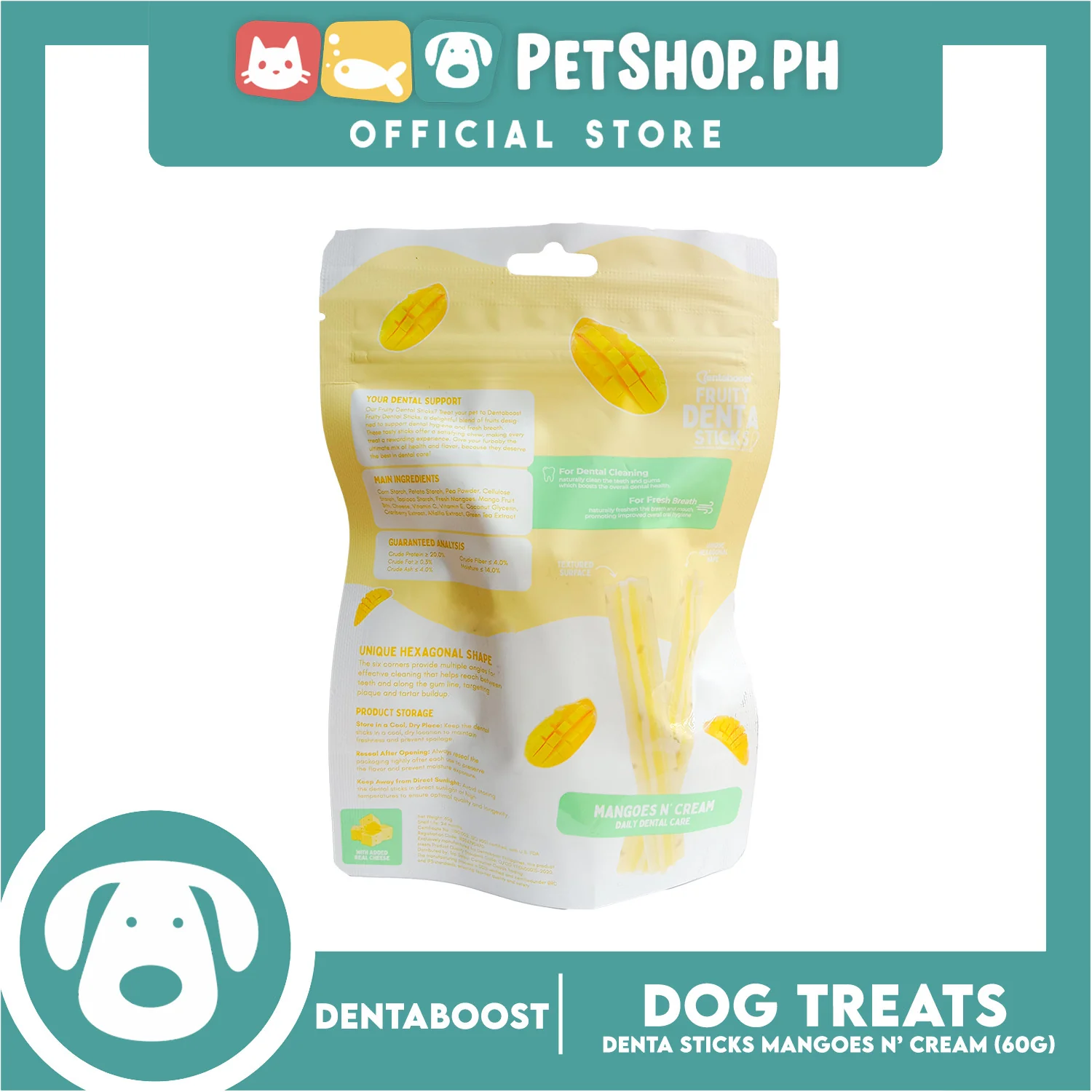 Dentaboost Fruity Dental Sticks Mangoes N' Cream 60g for Dogs - Image 2