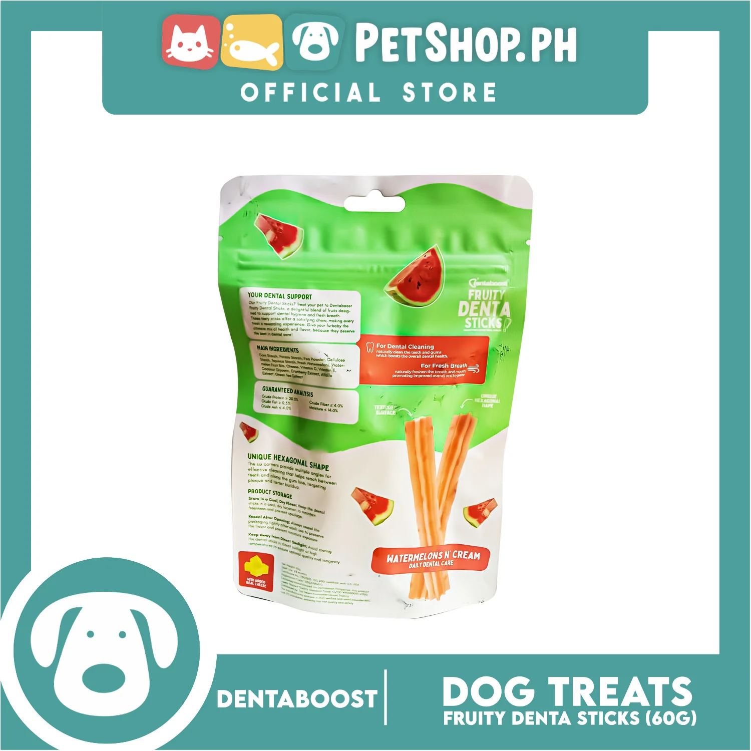 Dentaboost Fruity Dental Sticks Watermelon N' Cream 60g for Dogs - Image 4