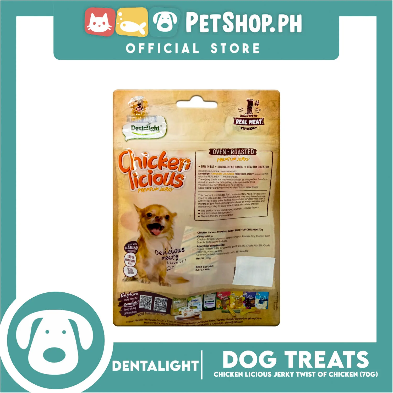 Dentalight Chicken Licious Premium Jerky (Twist of Chicken) Oven-roasted 70grams - Image 4